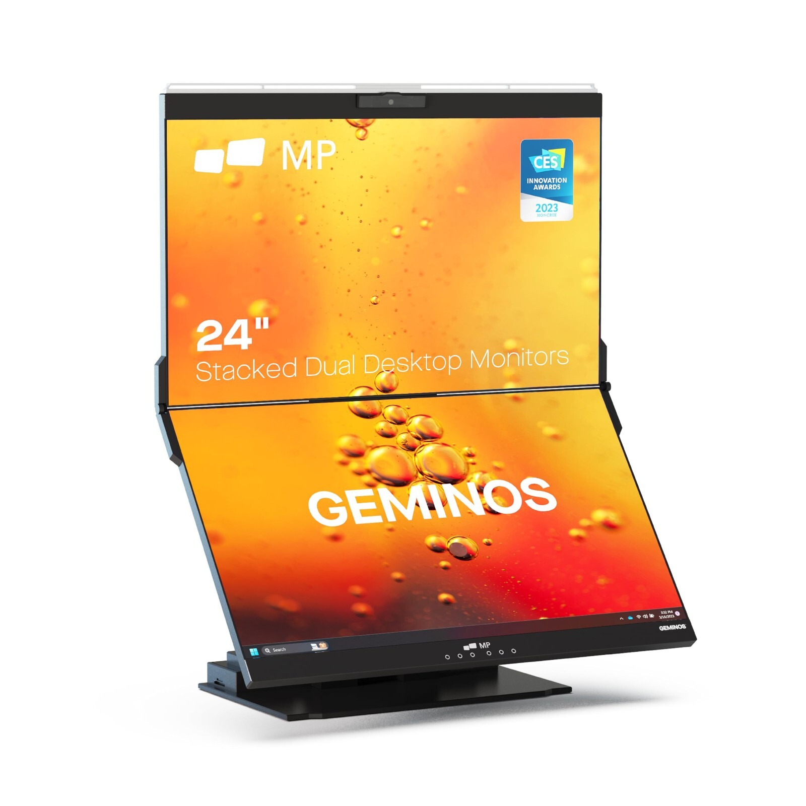 Mobile Pixels Geminos Dual 24" Stacked Computer Monitor  with Docking Station