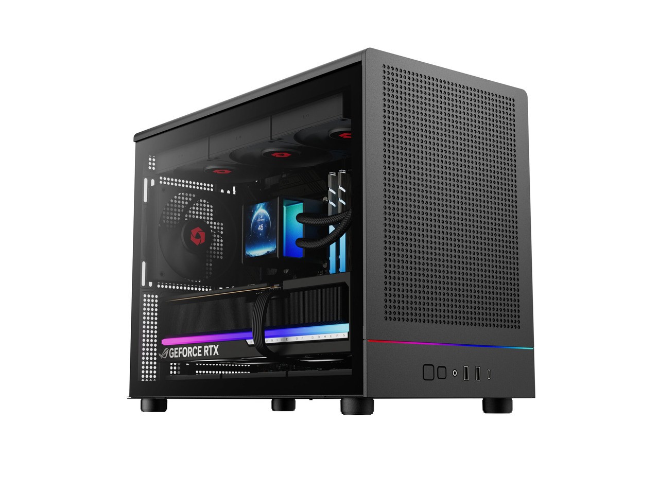 Rosewill Micro ATX Gaming PC Case | Mesh Front Panel with RGB Strip | 3 × 120mm