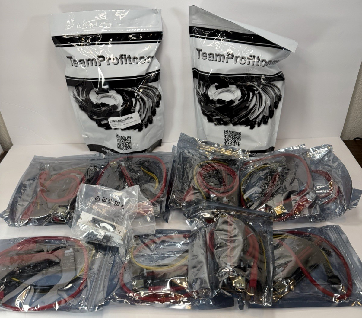 11 GPU PCIe Mining Risers + 15 TeamProfitcom 6 Pin to Dual 8 Pin Cables M.2
