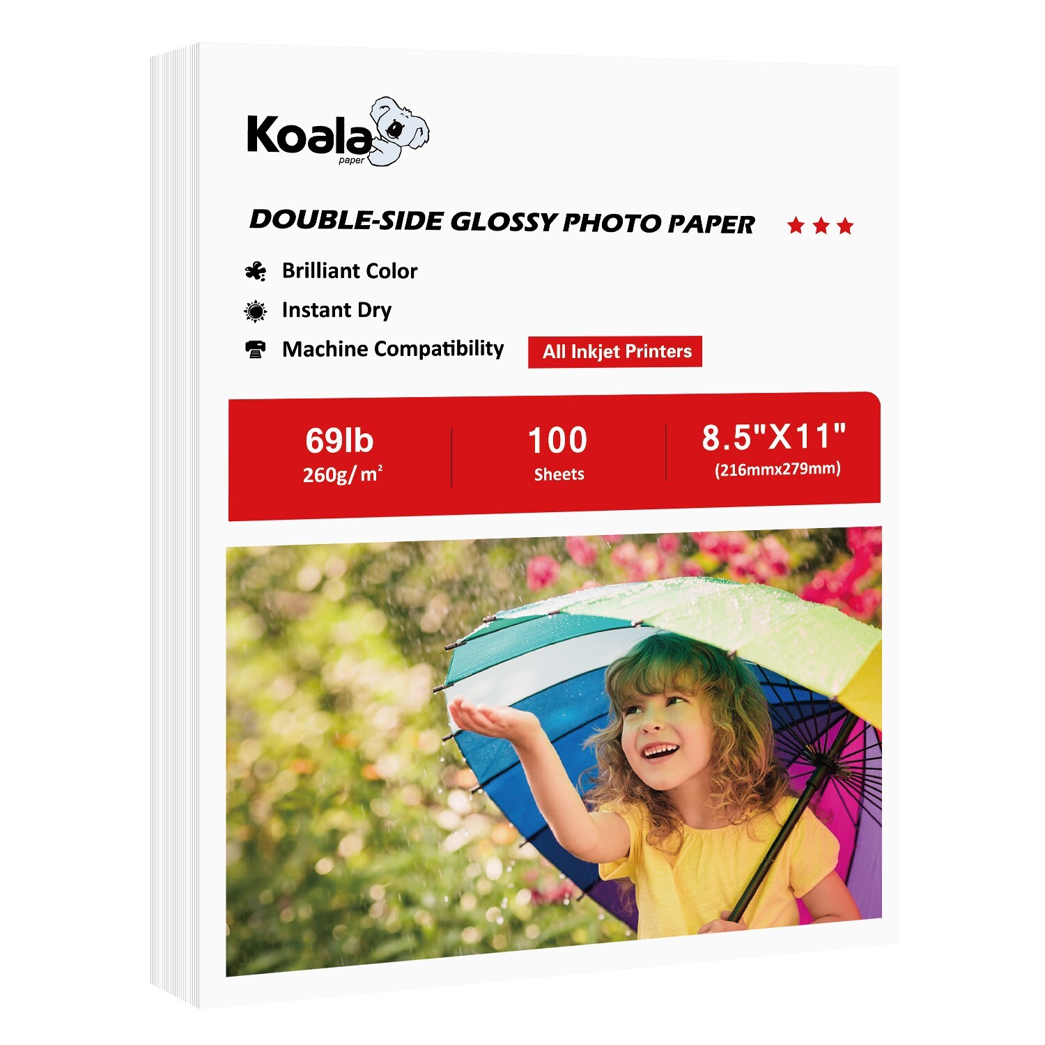 Lot Koala 69lb Double Sided Glossy Photo Paper 8.5x11 11x17 13x19 Inkjet Printer
