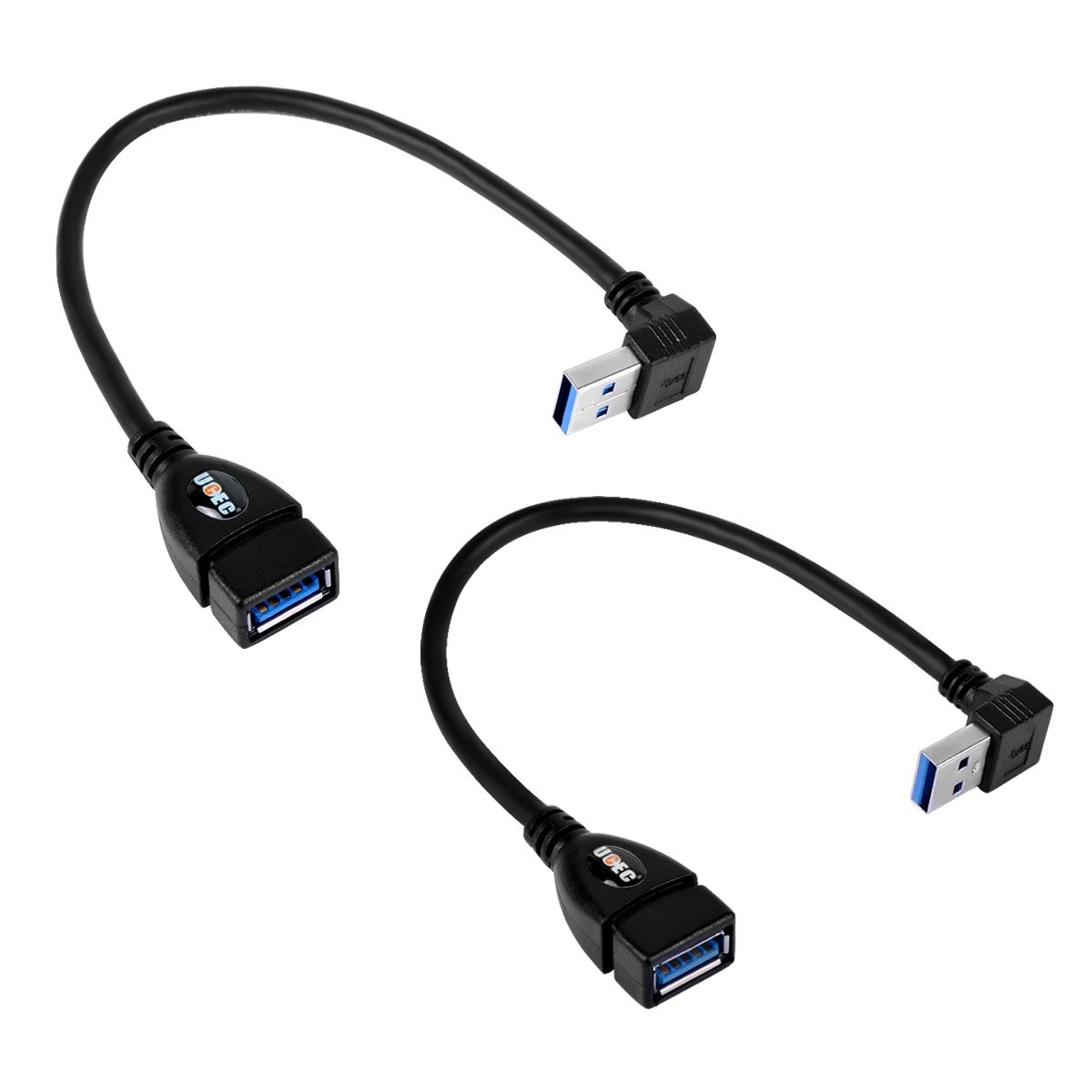 UCEC USB 3.0 Extension Cable, Male to Female 90 Degree Black-Up & Down Angle