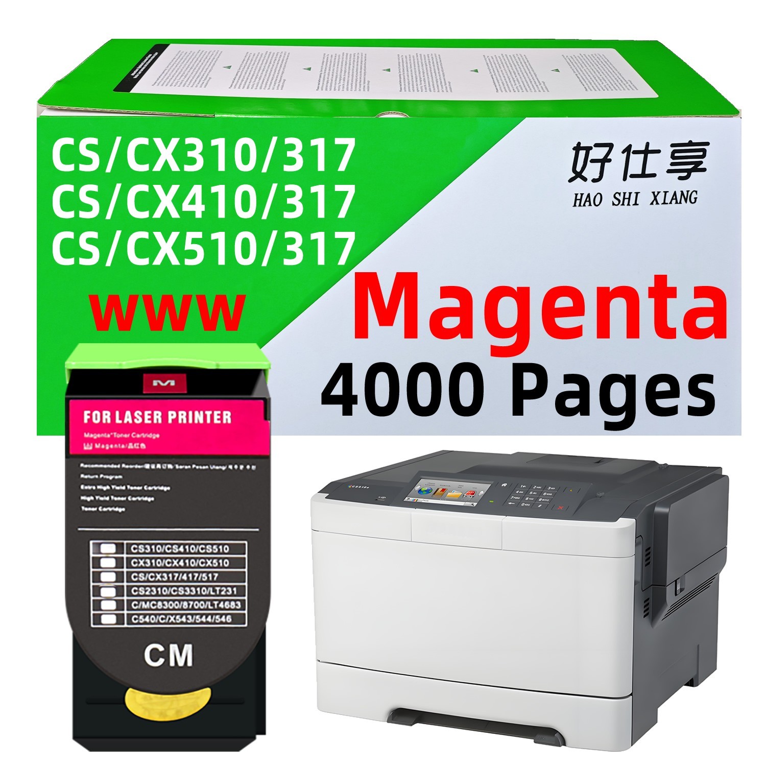 80C1XM0 Magenta Toner Cartridge Compatible for Lexmark CX310 CX410 CX510 CS310