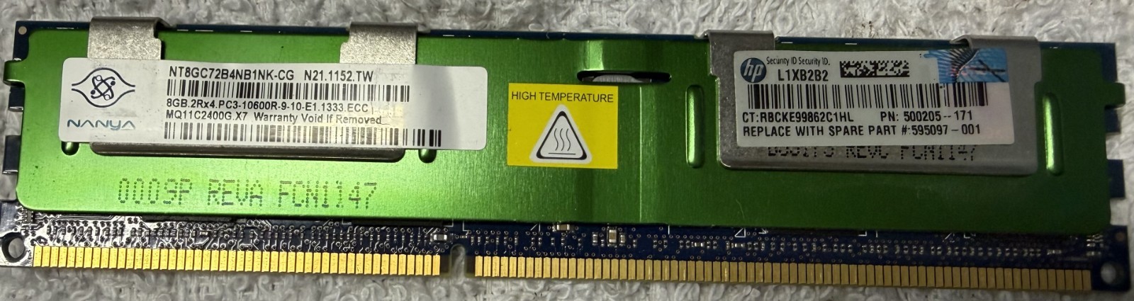 NANYA 8GB 2RX4 PC3-10600R -9-10-E1 Server RAM NT8GC72B1NK-CG