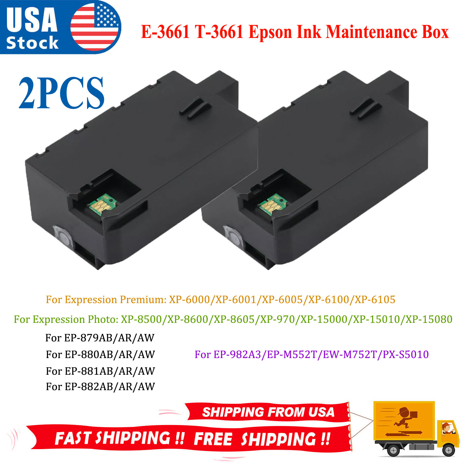 2PCS E-3661 T-3661 Epson Ink Maintenance Box For XP6000 XP6100 XP970 xp-15000
