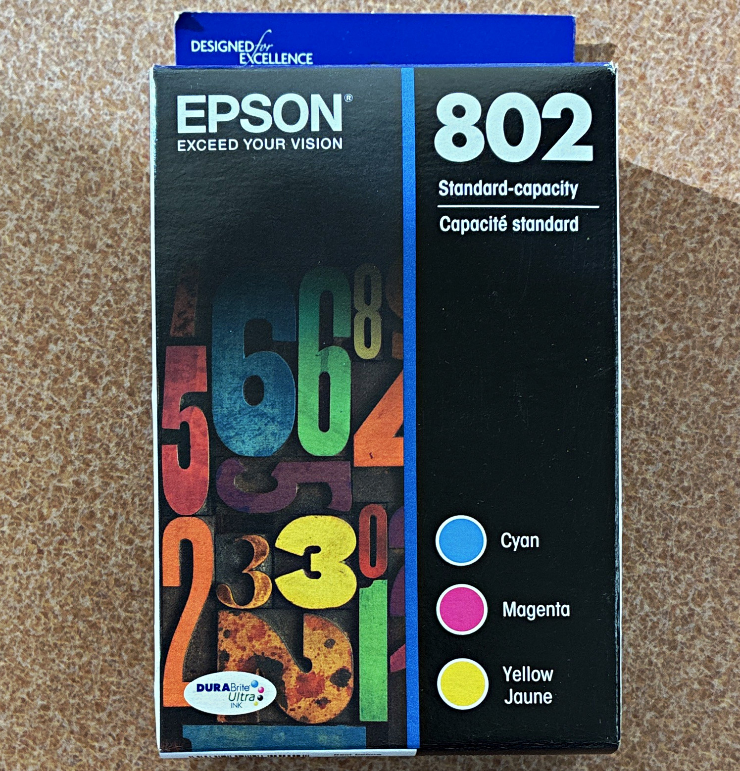 Epson 802 Genuine/Original Inkjet Ink Cartridges 3-Pack (C/M/Y) T802520