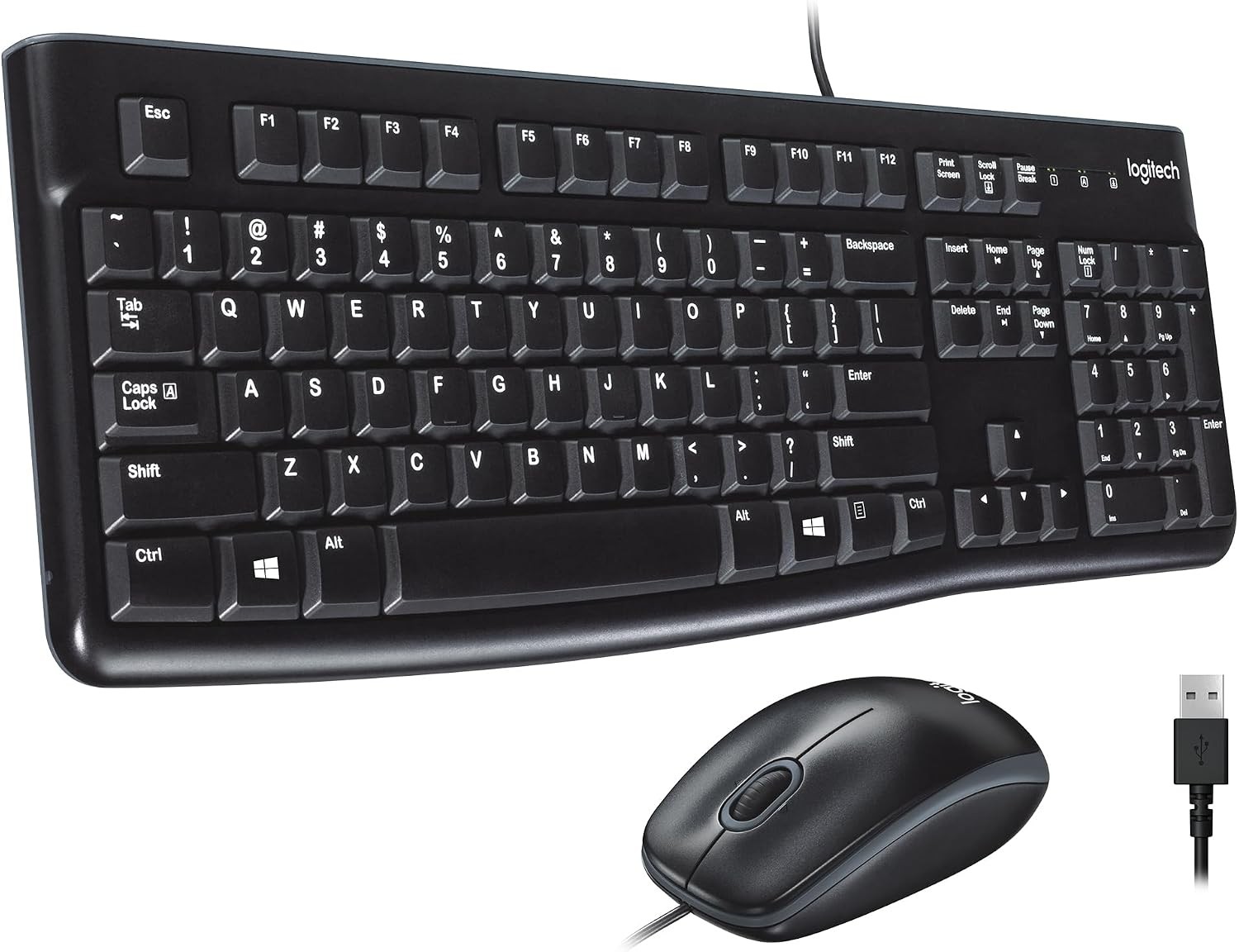 Logitech MK120 Full Size Wired Keyboard and Mouse Combo - Black