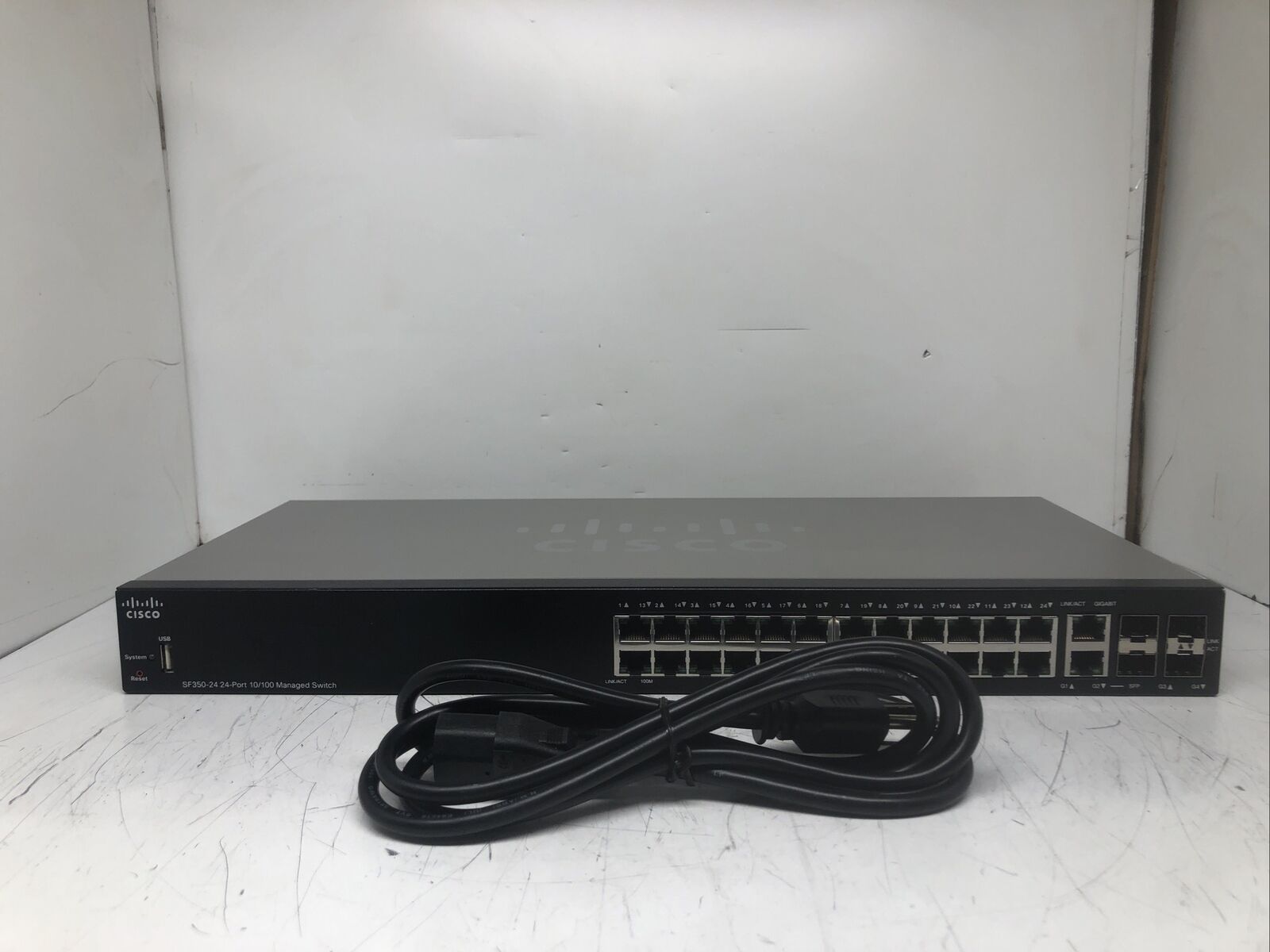 Cisco SF350-24P 24-Port 10/100 PoE Managed Switch w/ Power Cord *TESTED*