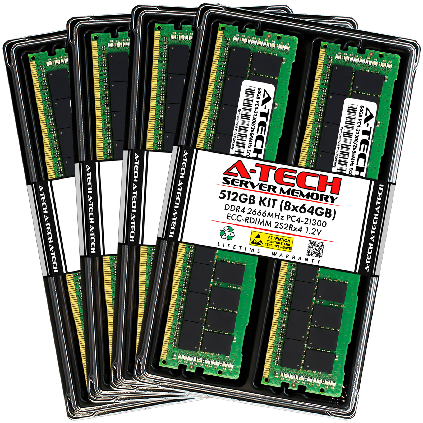 A-Tech 512GB 8x 64GB 2S2Rx4 4Rx4 PC4-21300 2666 ECC REG RDIMM Server Memory RAM