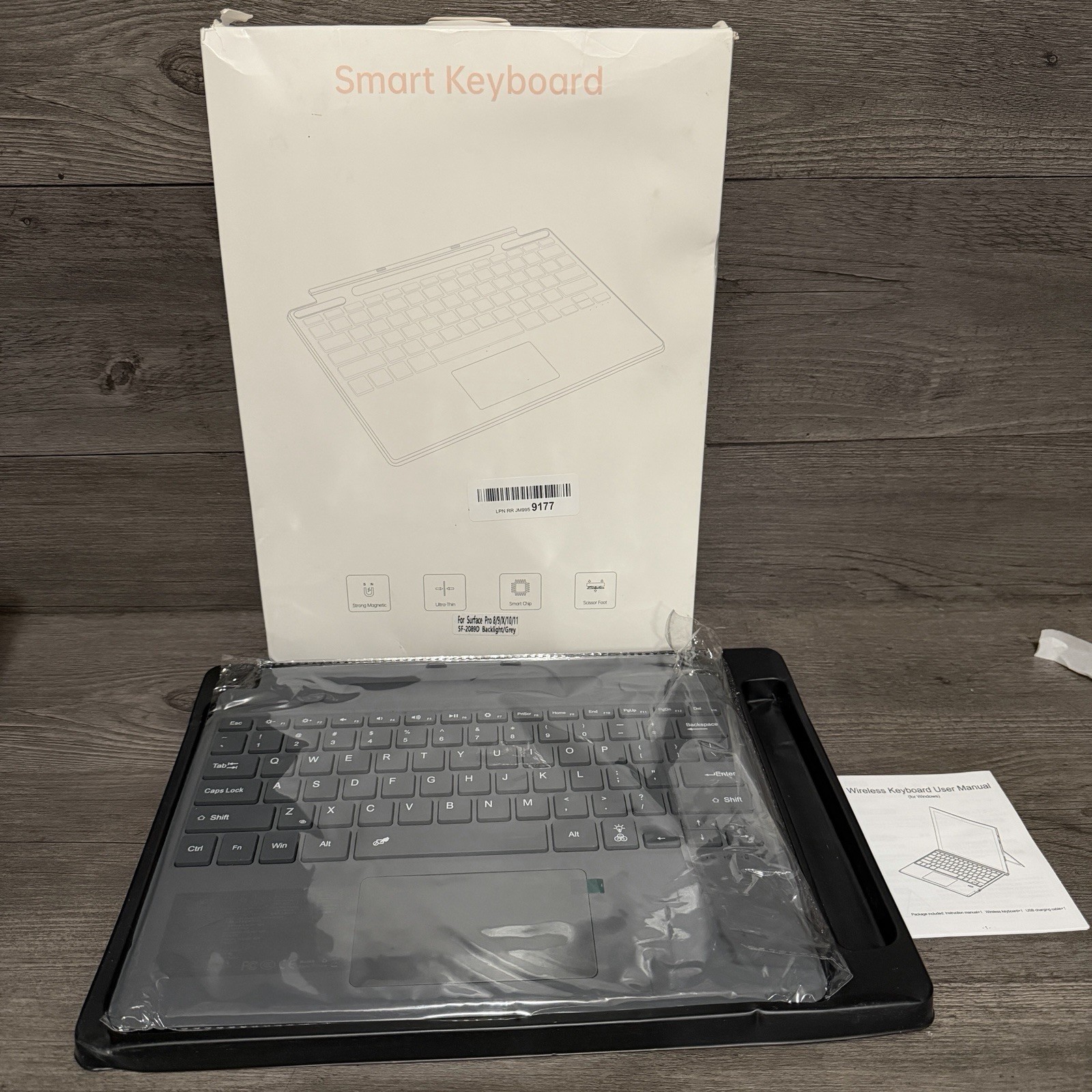 Zoof SF-2089D Backlit Wireless Slim Gret Keyboard For Microsoft Surface Pro 8-11