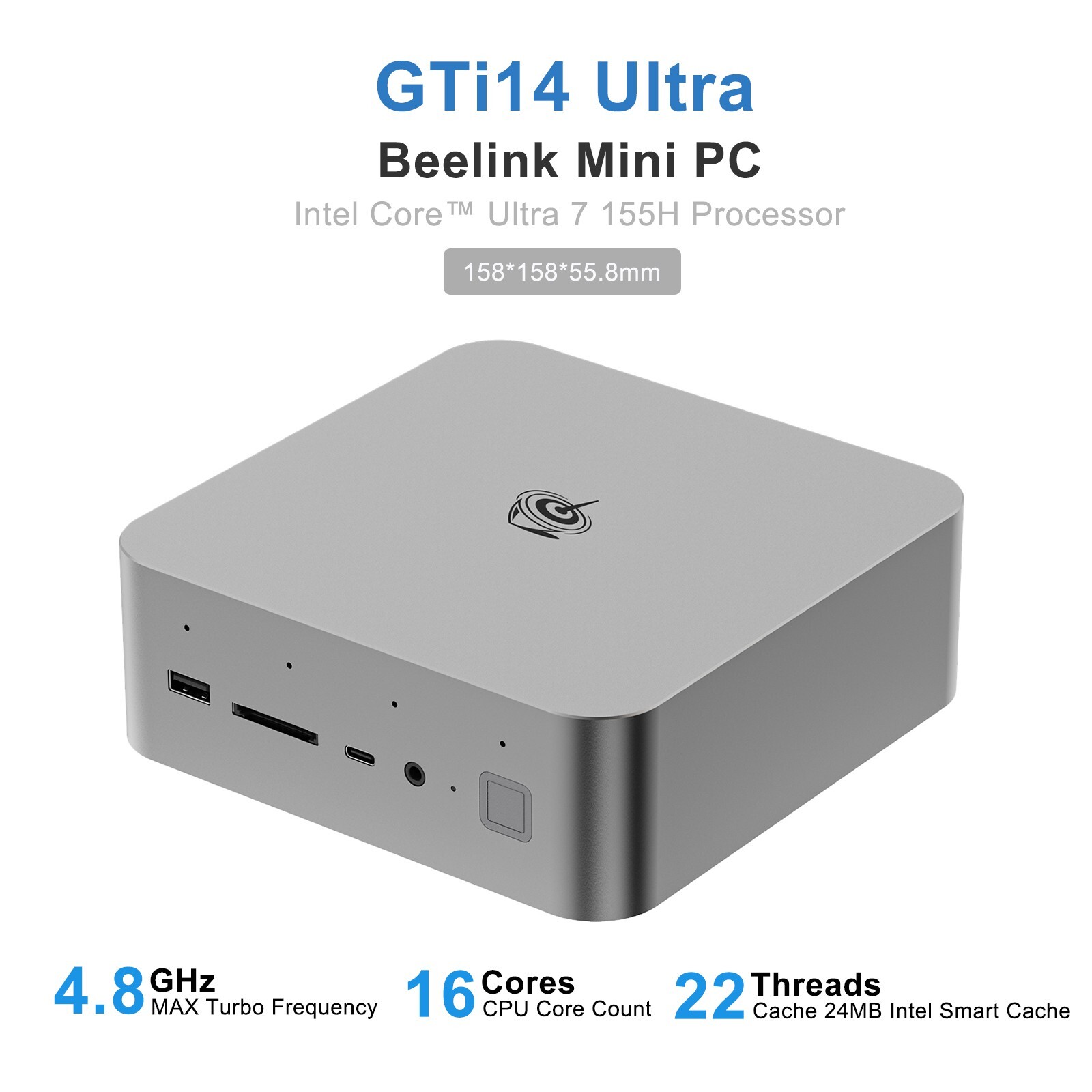 Beelink Mini PC Game GTi14 Intel Core Ultra 7 155H DDR5 32G+1T up to 4.8GHz Gray
