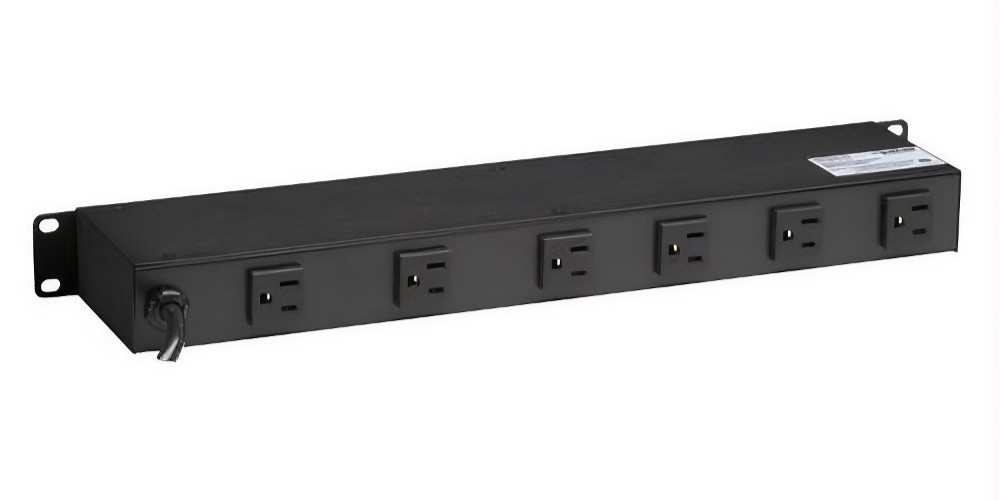 BLACKBOX SP473AR2 Rackmount Power Strip with 6 Rear Outlets, 12 Amp, 6ft Cord