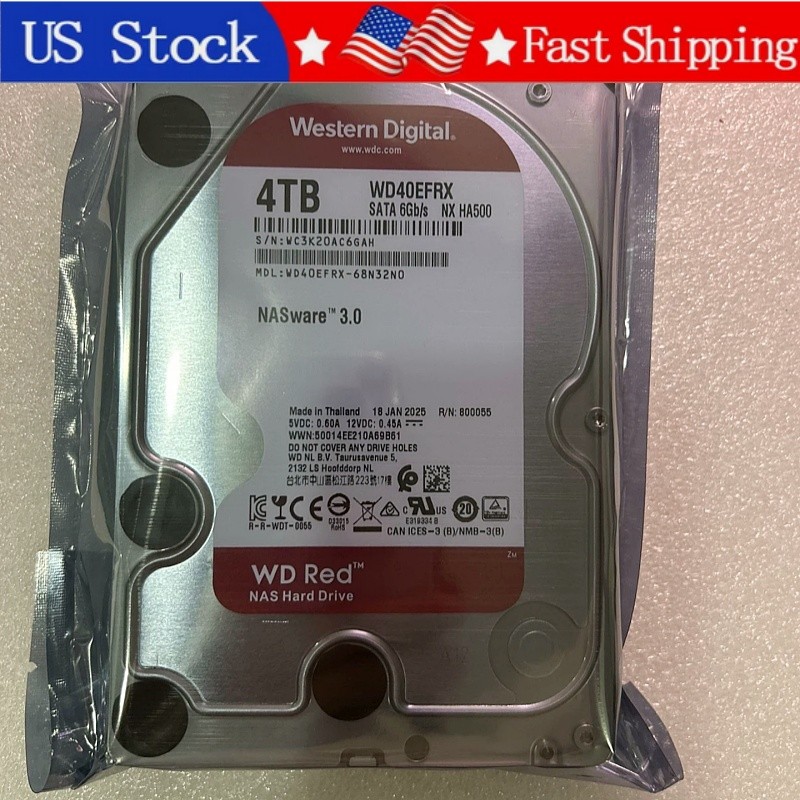 New Western Digital WD40EFRX 68N32N0 4TB 3.5" SATA 5400RPM WD Red NAS HDD