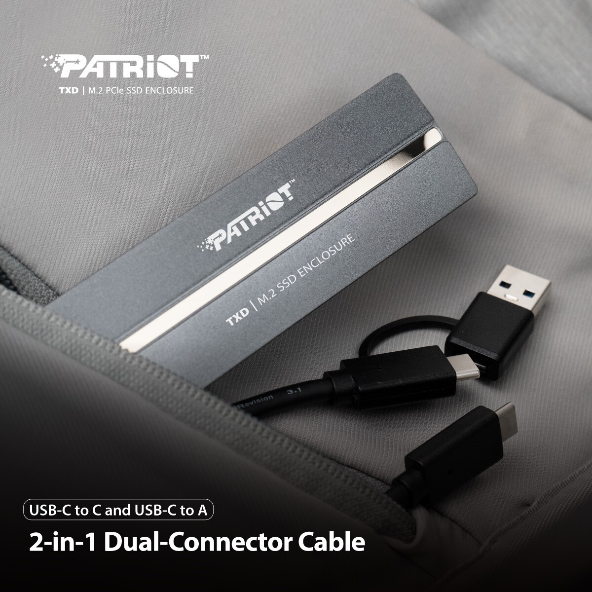 Patriot M.2 NVMe SSD Enclosure USB3.2 Gen2 10Gbps Type-C For 2230/2242/2260/2280