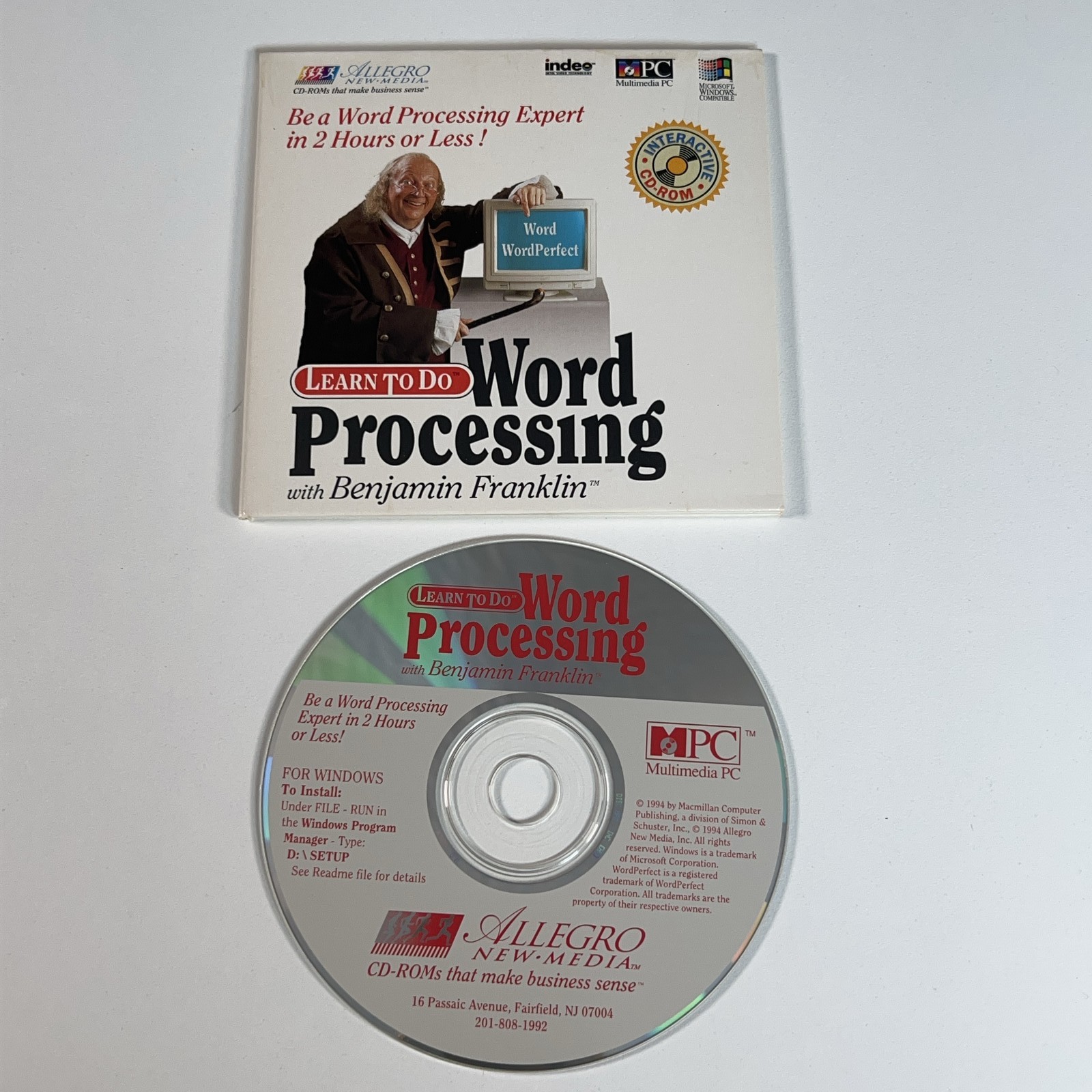 VTG Allegro Learn To Do Word Processing Benjamin Franklin CD-ROM Windows