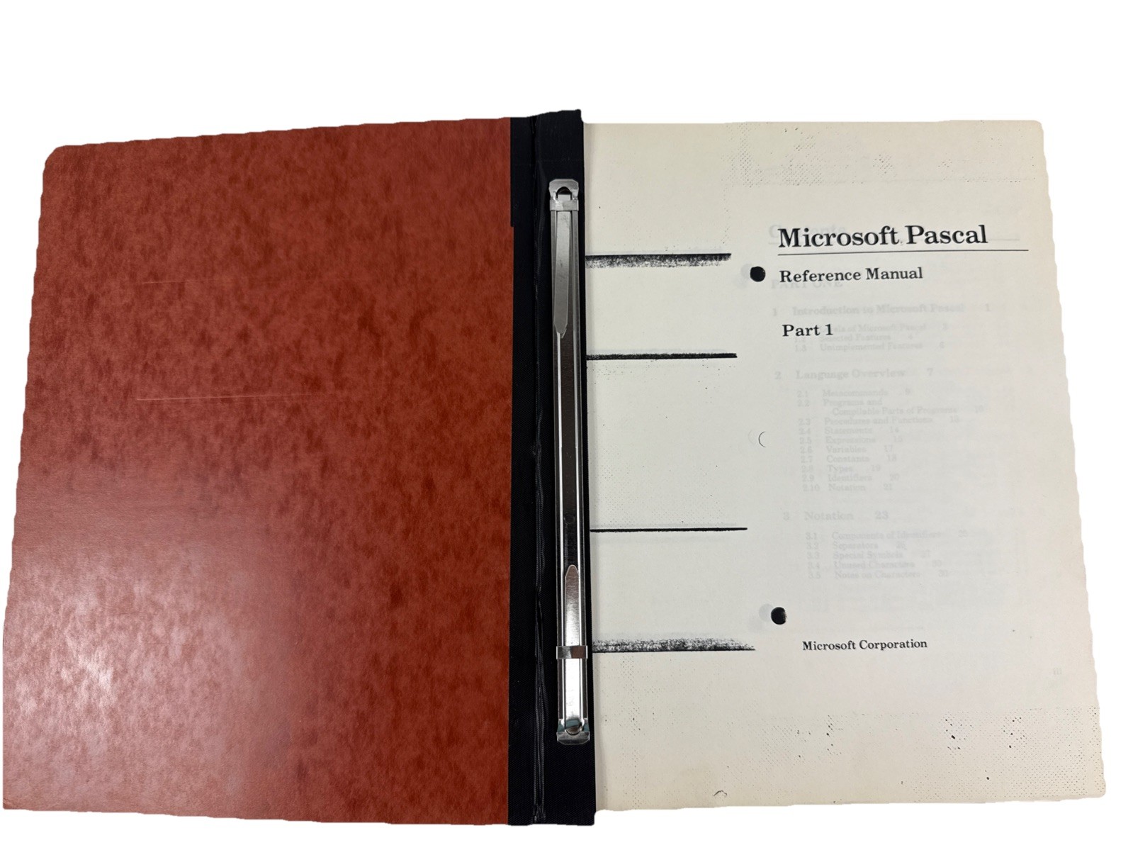Microsoft Pascal Reference Manual Photocopy Reproduction Vintage Program Guide
