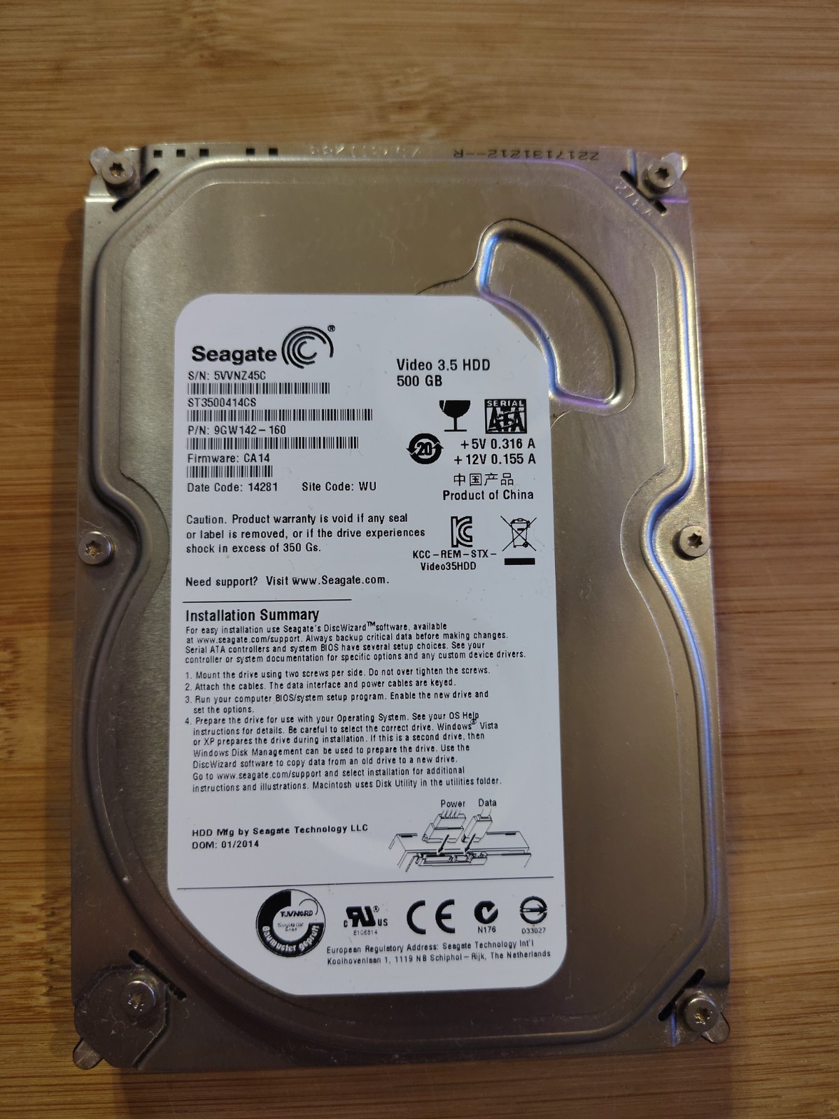 Seagate Video 3.5 HDD 500GB Internal Hard Drive ST3500414CS 5900 RPM SATA 