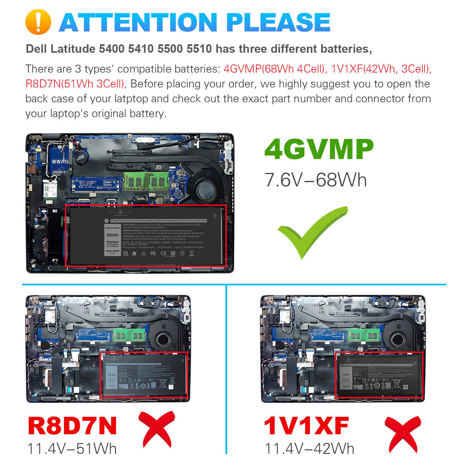 ✅LOT 4GVMP Laptop Battery For Dell Latitude 5400 5500 Precision 3540 M3540 9JRYT