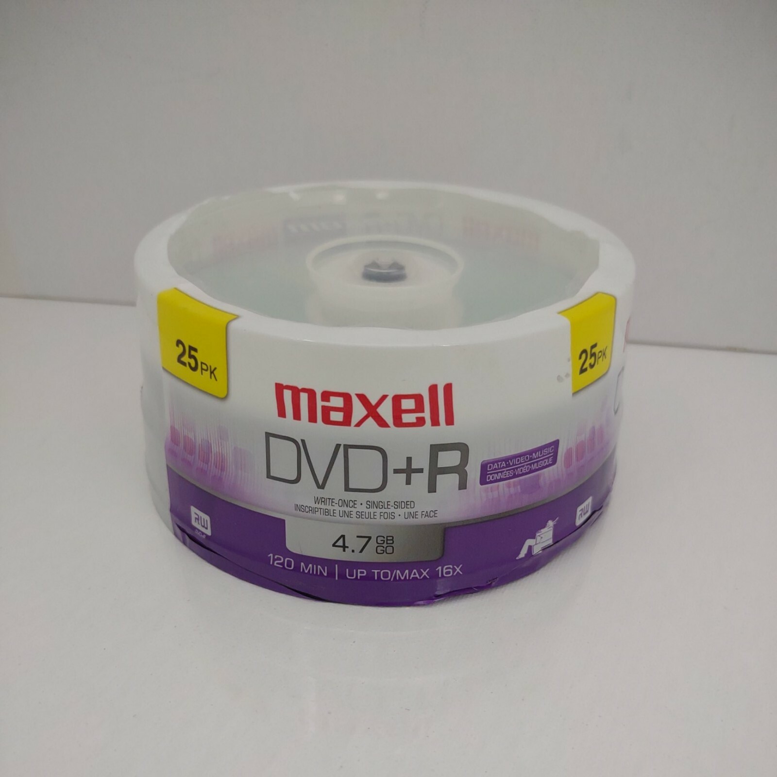 New MAXELL DVD+R 4.7 GB 16X 120 Min Media Disks 25 Count Spindle, Storage Media 