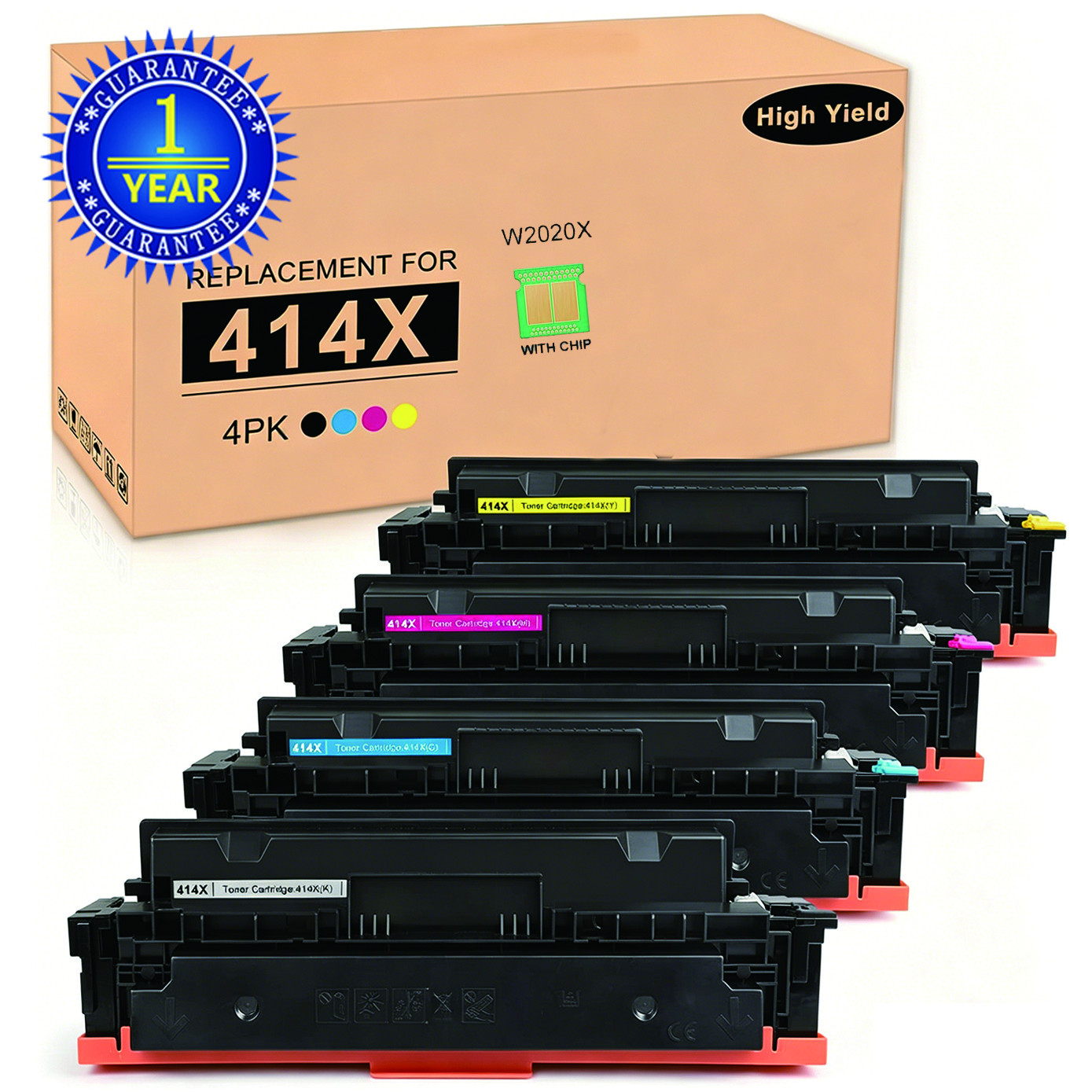 With Chip 4PK W2020X Color Toner Compatible for HP 414X M454dw M479fdw M454dn