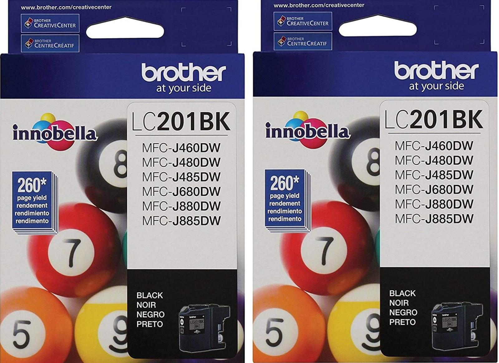 New Genuine Brother LC201 Black 2PK Ink Cartridges MFC-J480DW, MFC-J485DW