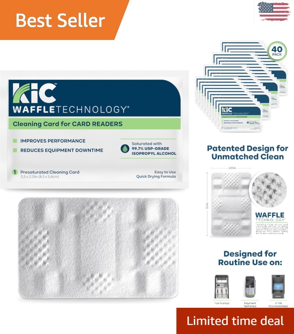 40 Presaturated Cleaning Cards for Payment Machines - Waffle Design