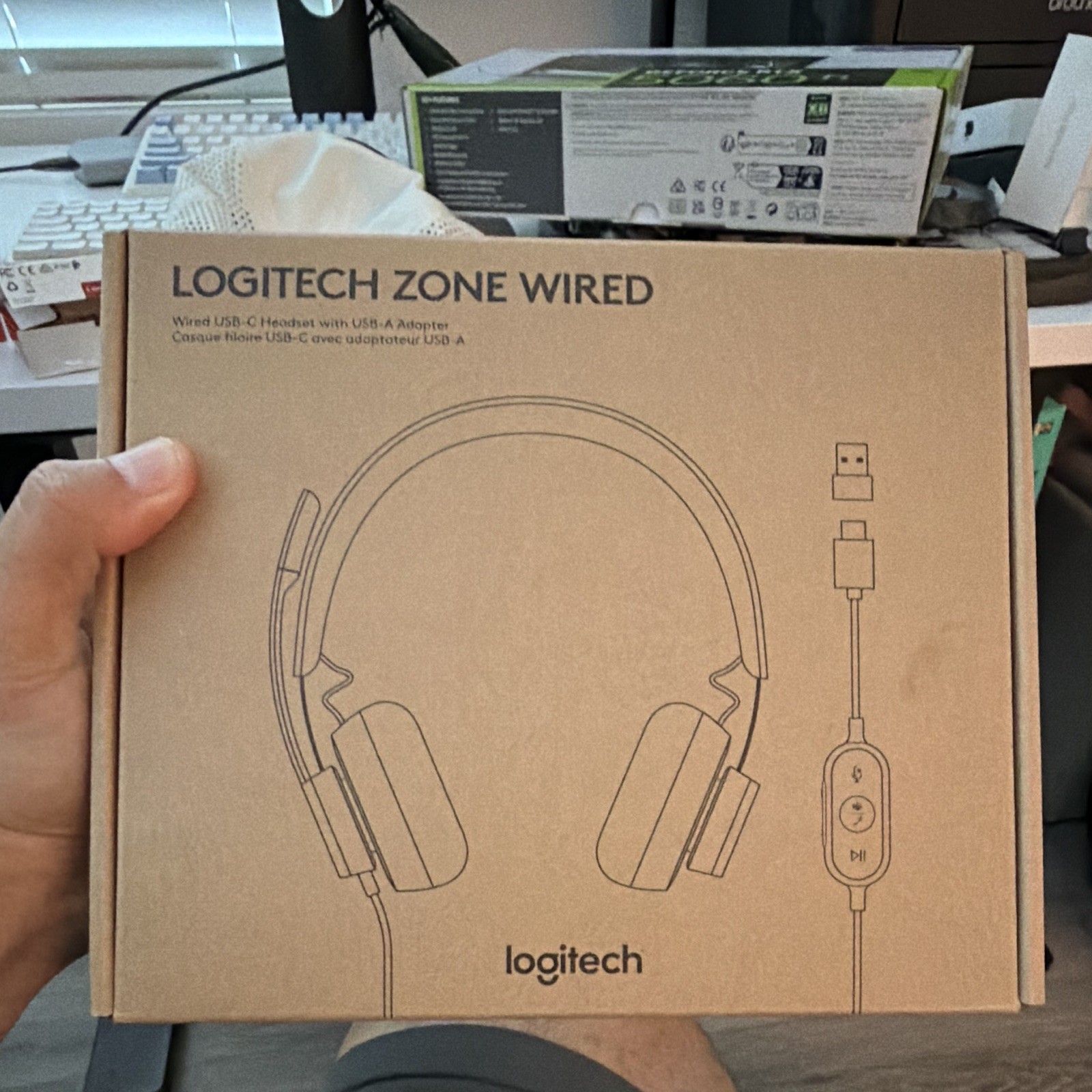 Logitech Zone Wired Over-Ear USB-C/USB-A Headset Black Inline Control Mic