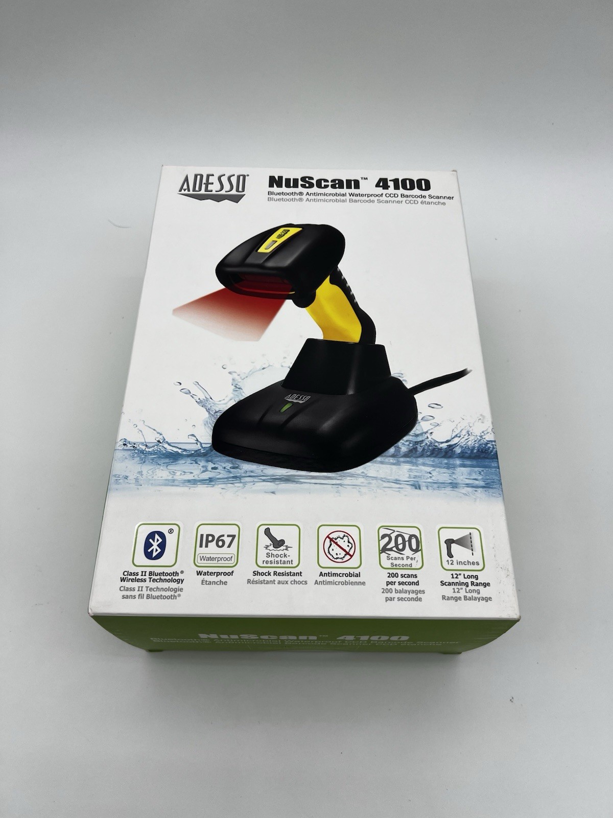 Adesso Bluetooth CCD 1D Handheld Barcode Scanner Black/Yellow NUSCAN 4100