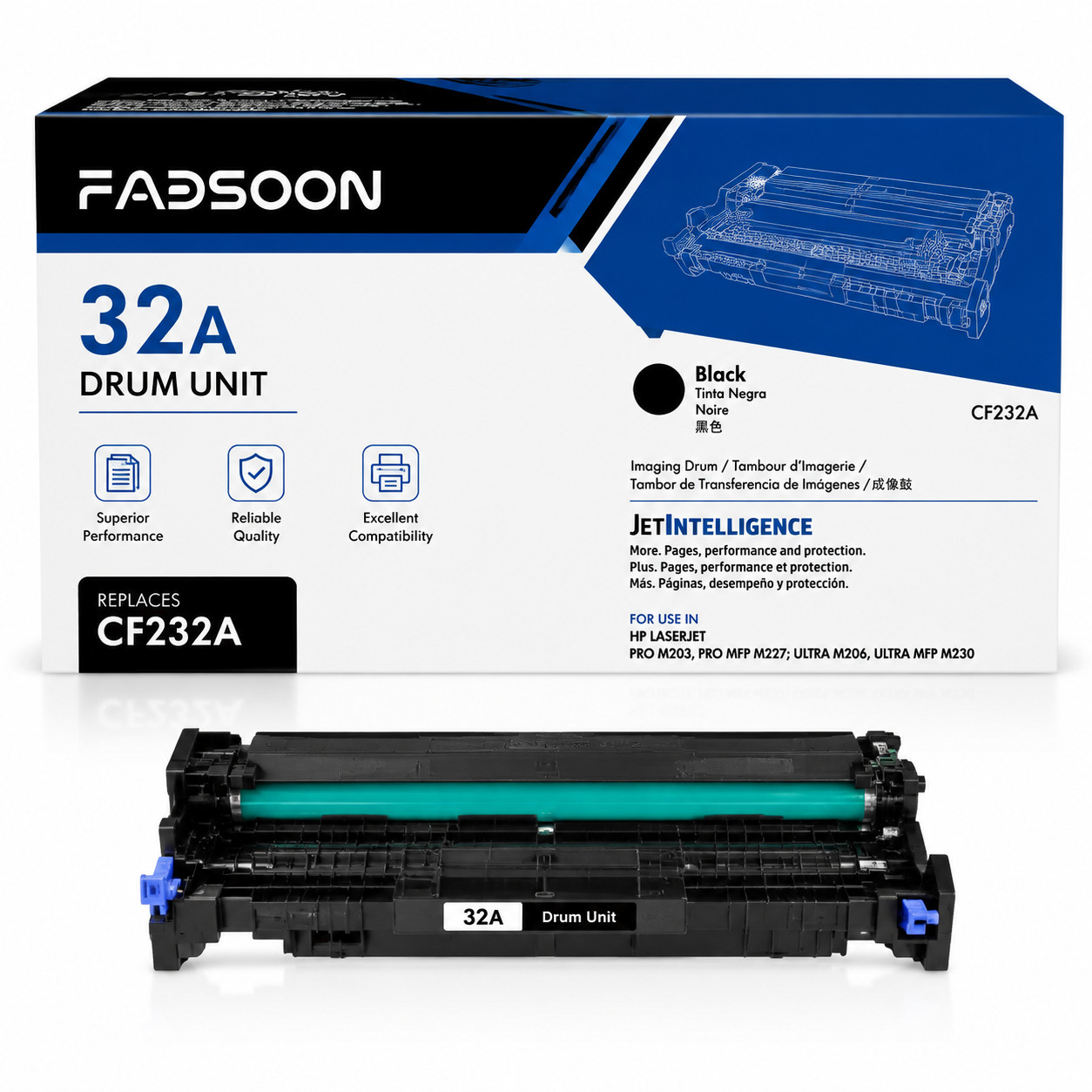 32A CF232A Drum Unit 1PK BK Replacement for M203dw M203dn M227fdw M227sdn 1-Pack