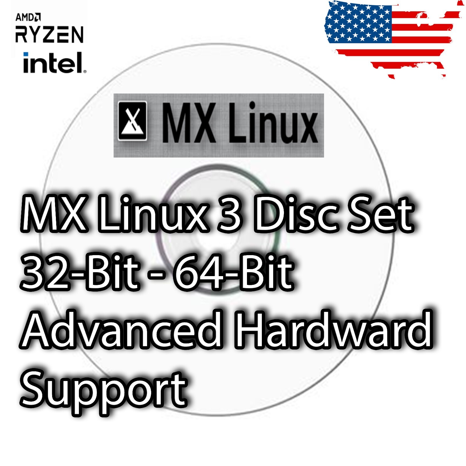 MX Linux 21.1 3 DVD Set - 32 bit - 64 bit Advanced Hardware Higher Quality Media