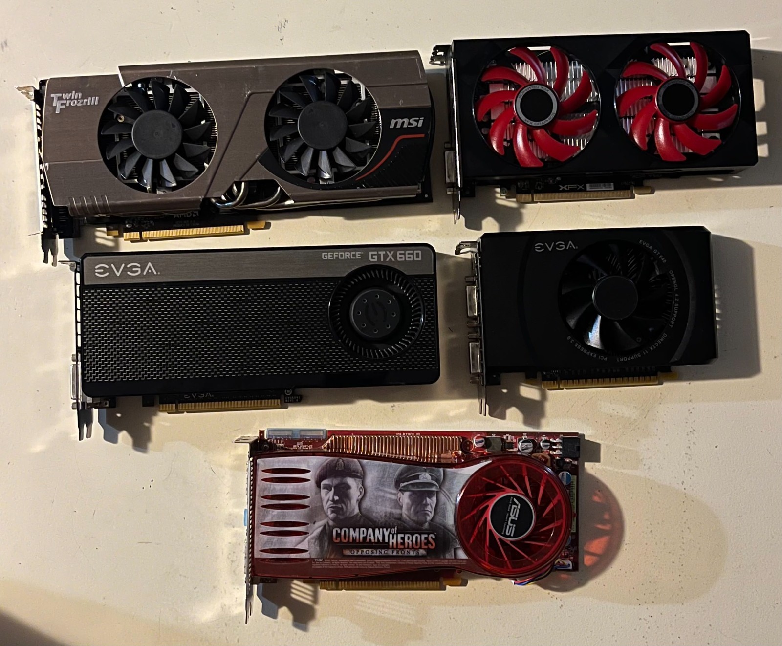 GPU Lot - MSI HD 7950 EVGA GTX 660 XFX RX 560 GT 640 ASUS HD 3870 + Adapters