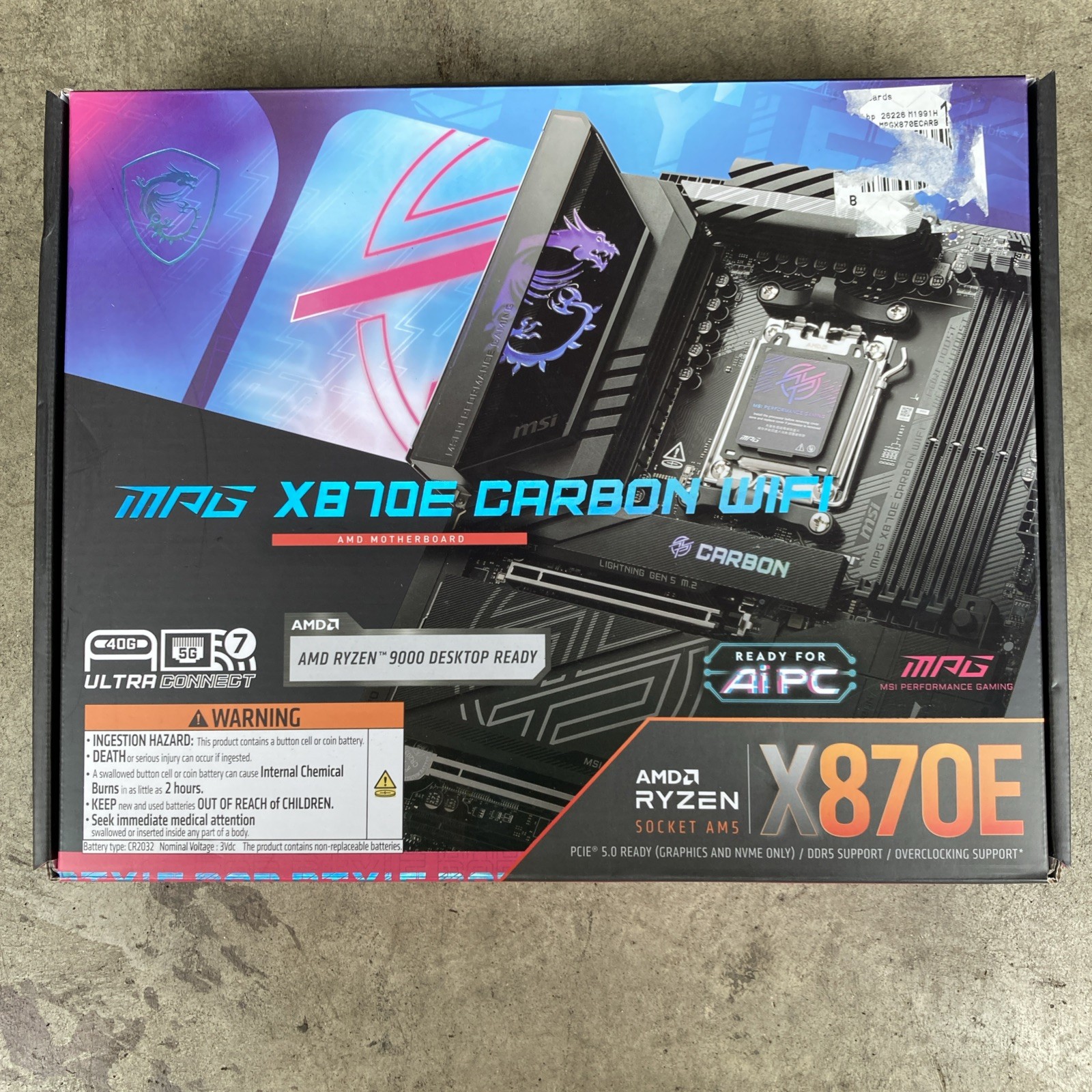 MSI MAG X870E CARBON   WIFI AM5 ATX Motherboard with AMD Ryzen