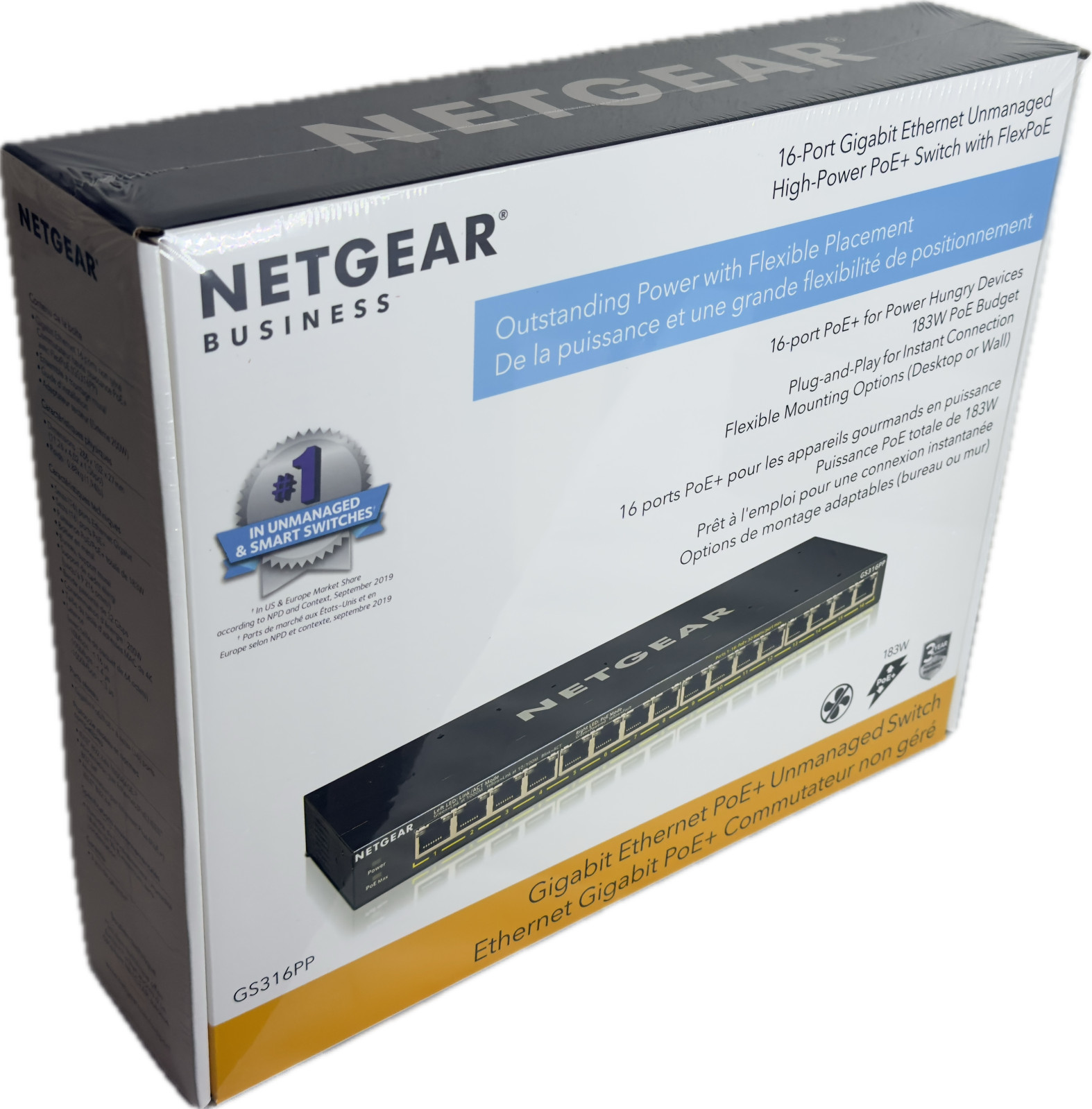 Netgear GS316PP-100NAS 16-Port Gigabit PoE+ Compliant Unmanaged Switch (Sealed)