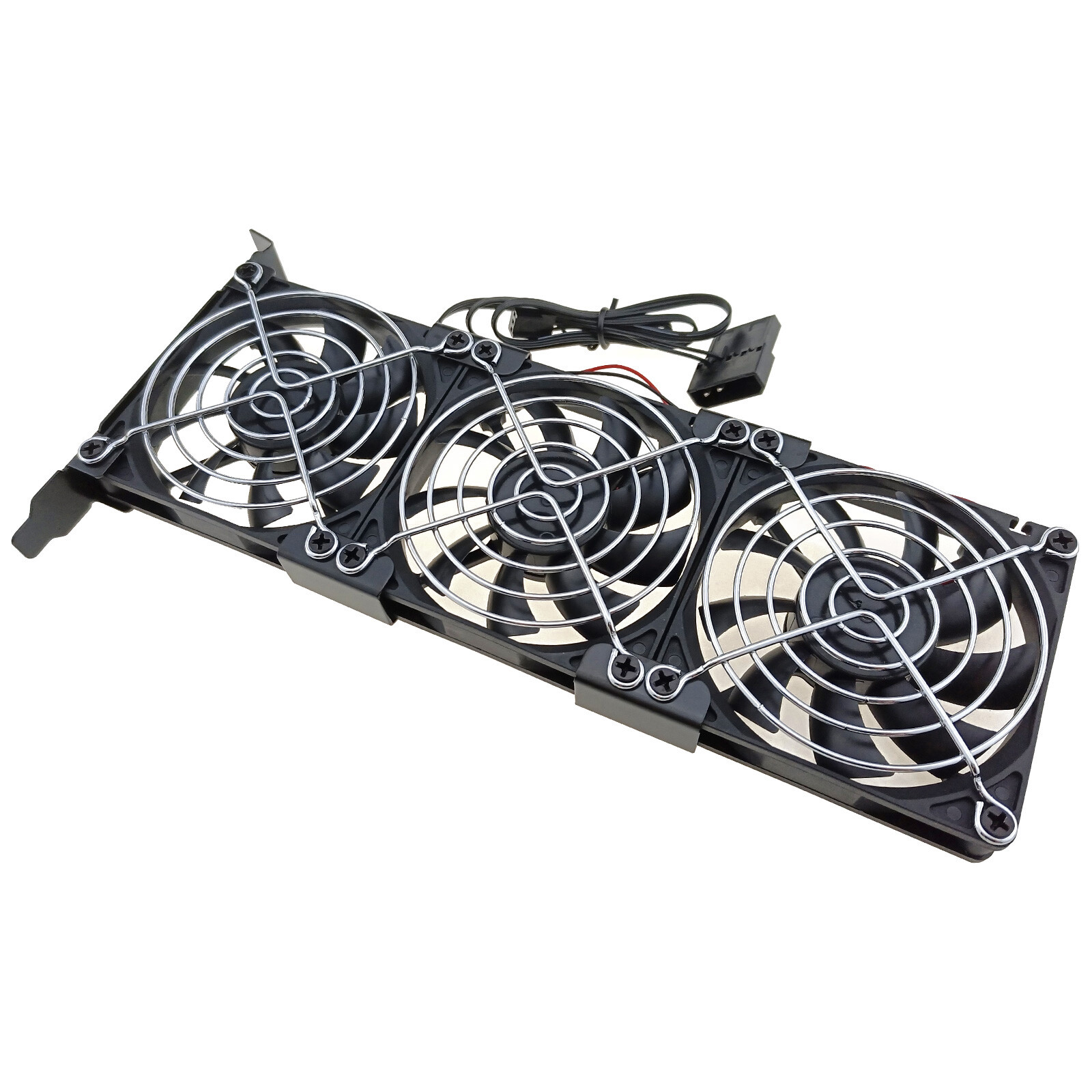 PCIe Video Card Cooler 3 Fans Slim Full Height ATX Bracket 3pin 4pin Power Plug