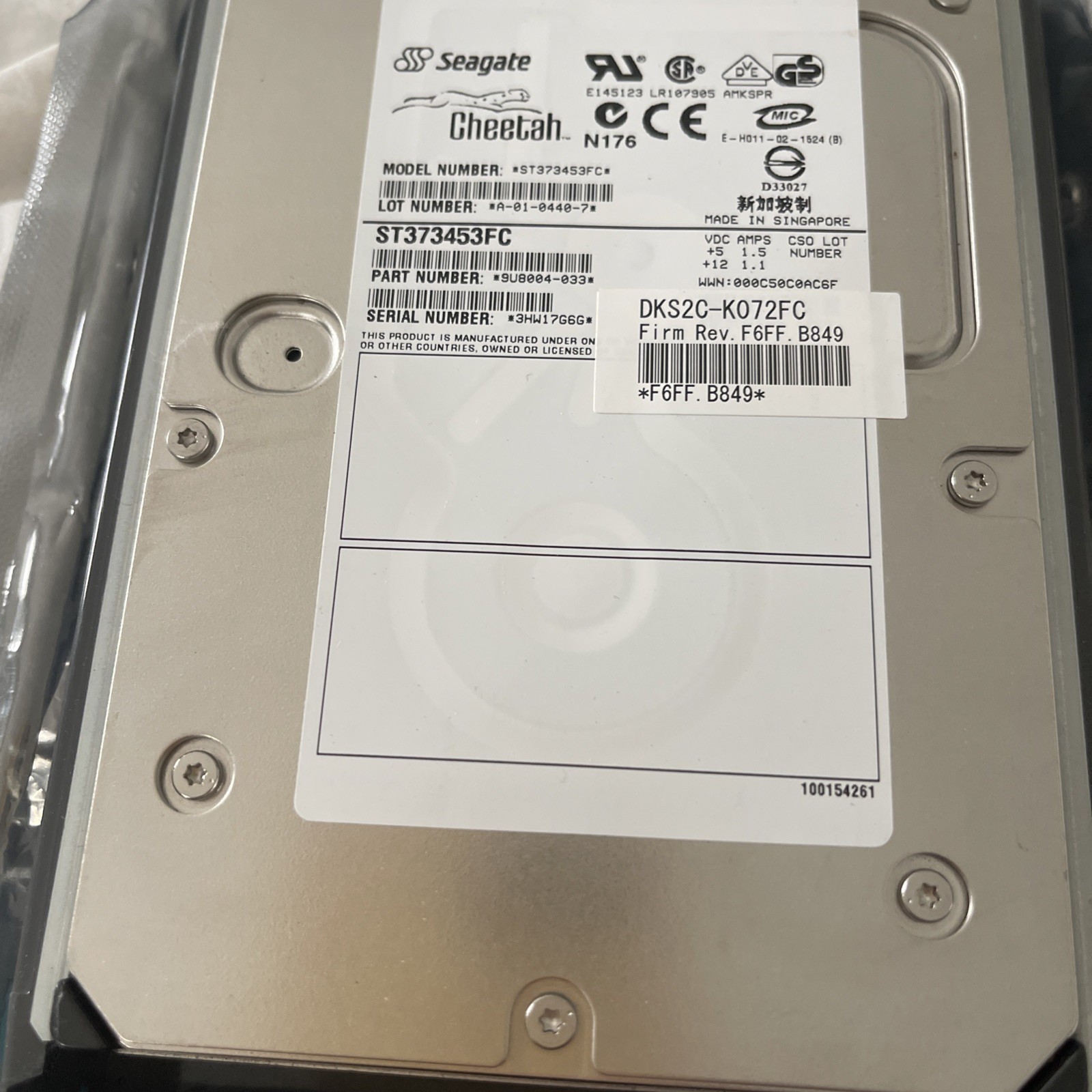 Seagate Cheetah 15K.5 73GB, Internal, 15000 RPM, 3.5 inch (ST373453FC) HDD 