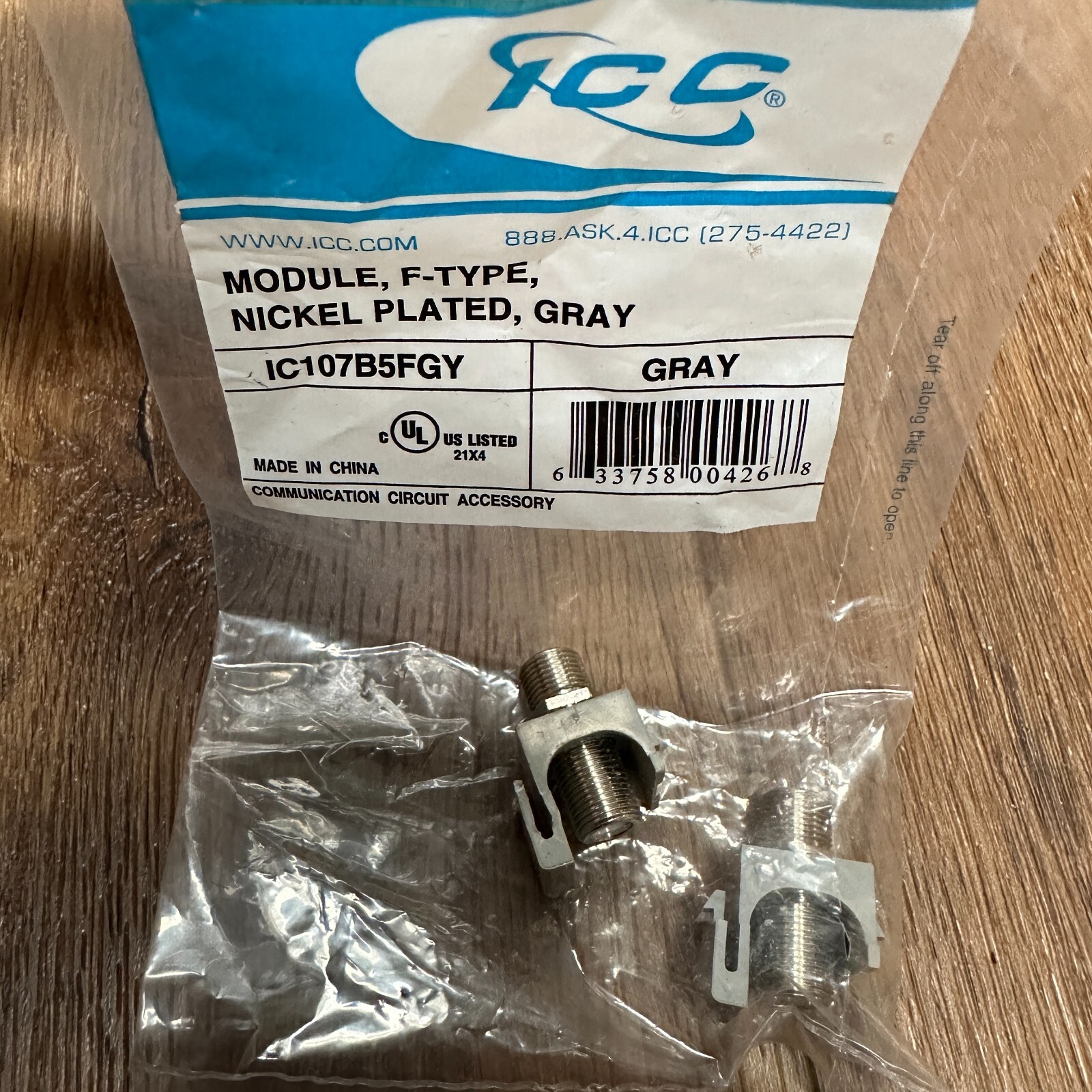 ICC IC107B5FGY MODULE F-TYPE NICKEL PLATED GRAY Lot of 2 Communication Circuit A