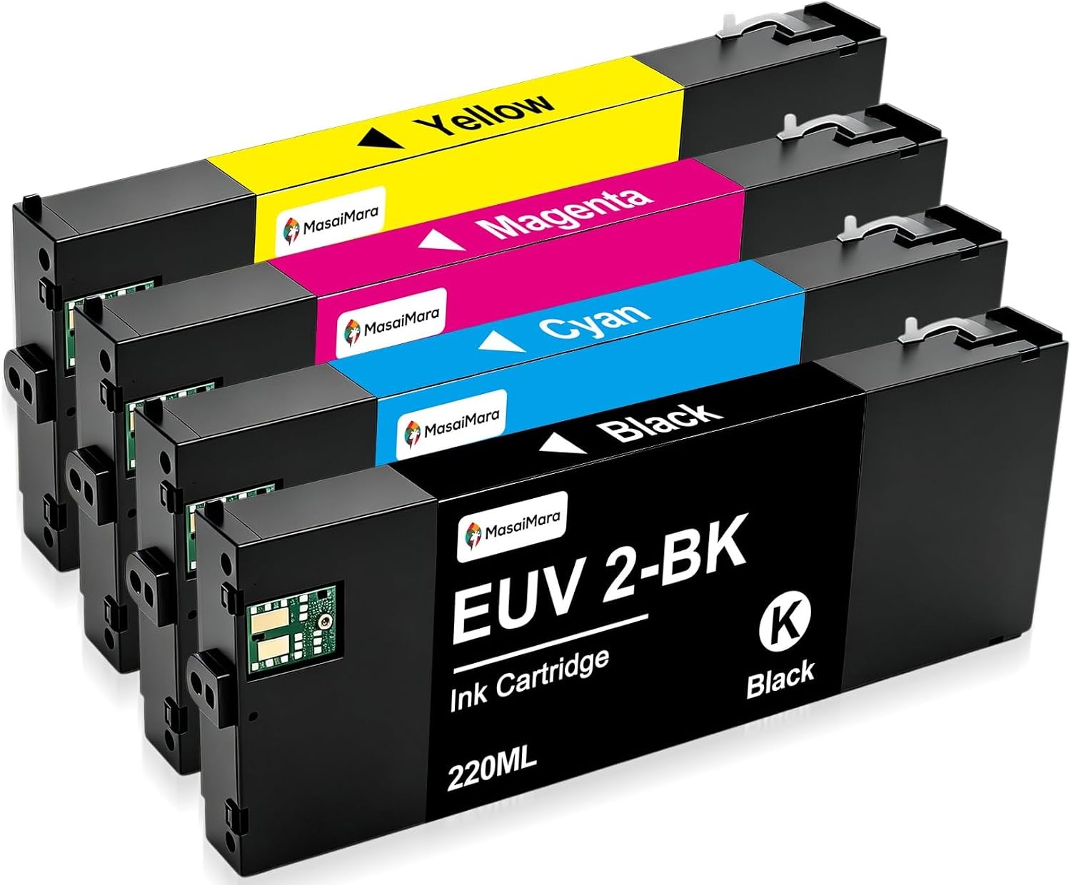Compatible w/ Roland EUV2 CMYK Ink Cartridges 4-Pack 220ml VersaUV LEF LEC LEJ