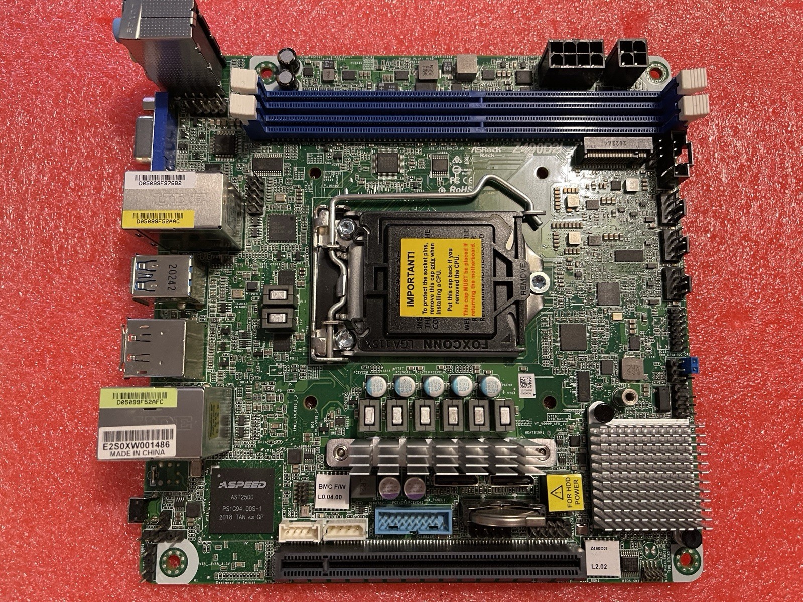 Asrock Rack Z490D2I Server Motherboard Mini Z490