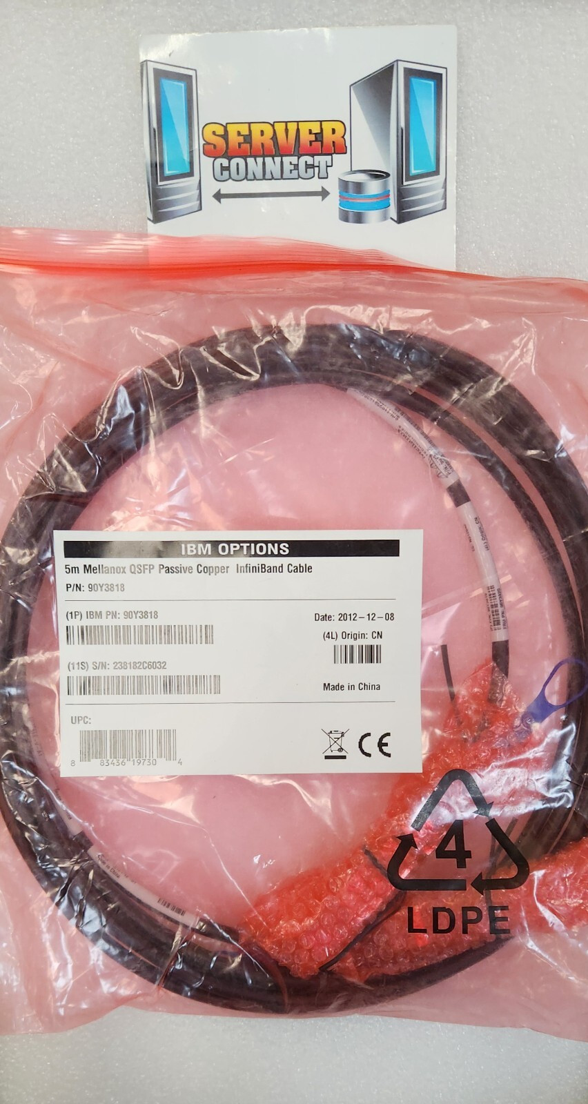 IBM 90Y3818 5M MELLANOX QSFP PASSIVE COPPER INFINIBAND CABLE 90Y3820