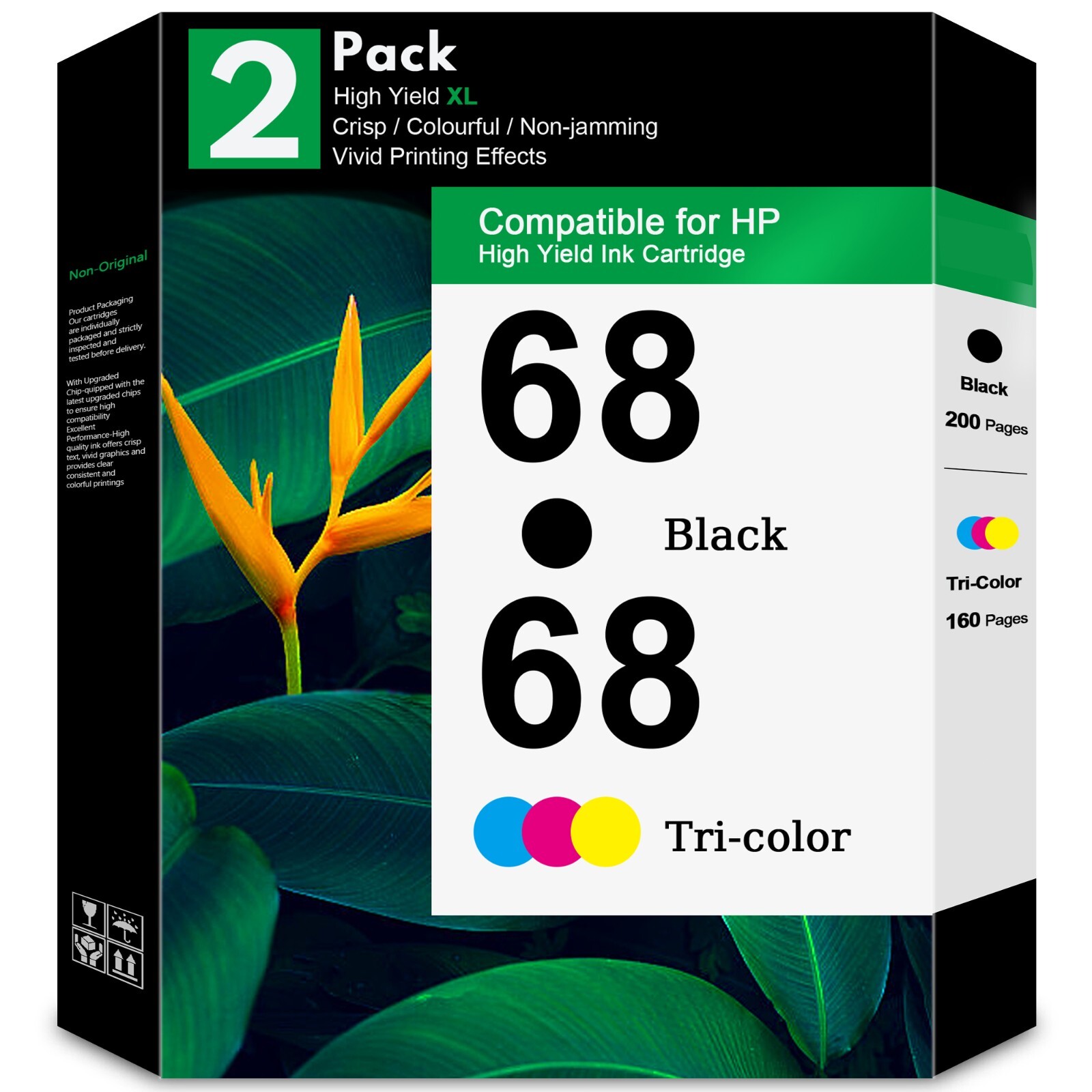 68 Ink Cartridge Compatible for HP 68 Envy 6552e 6555e 6155e 6152e 6558e