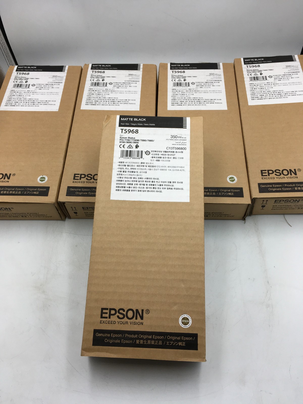 LOT X5 New SEALED OEM Epson T5968 Matte Black Ink Cartridge FOR7890 7900 9700 RS
