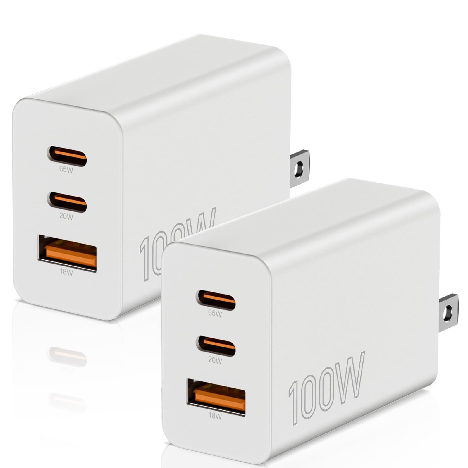 65W USB C Charger Block 2Pack 3 Port Fast Charging Adapter for MacBook Pro/Air
