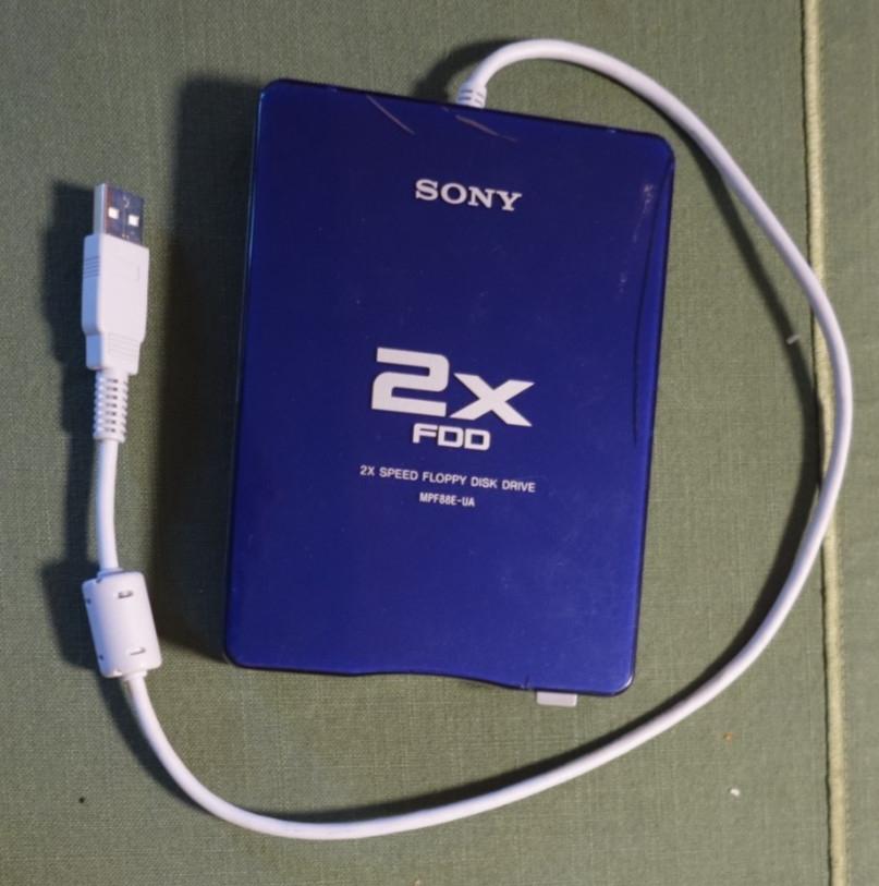 Sony 2X FDD 2x Speed USB Floppy Disk Drive MPF88E-UA Tested Powers Up