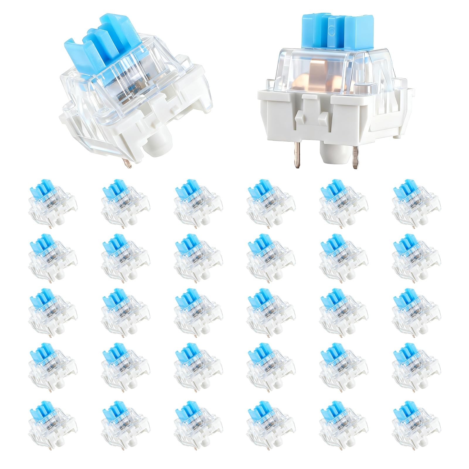 Keyboard Switches, 30 Pcs 3 PIN Blue Keyboard Clicker Dustproof Mechanical Ke