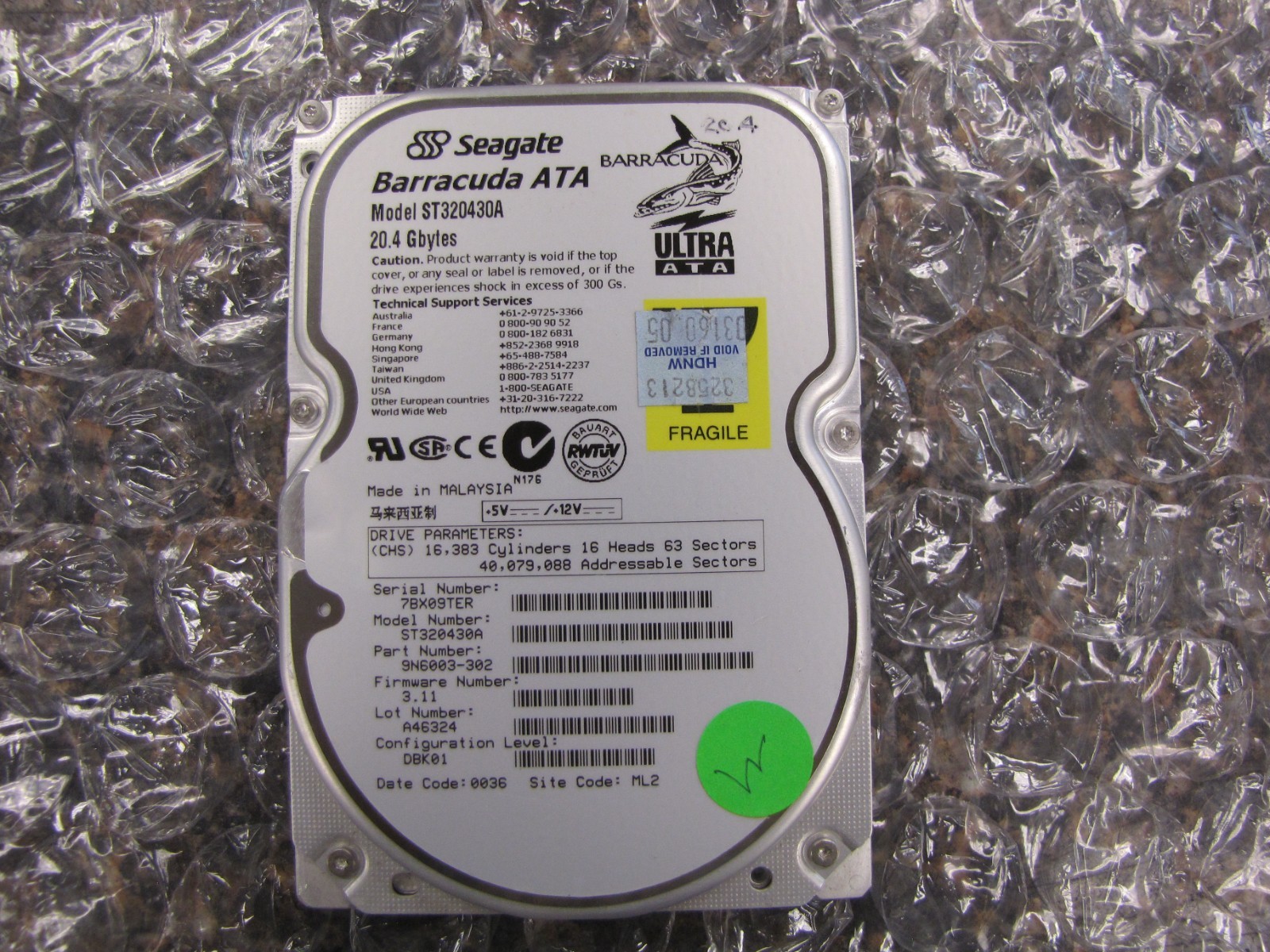 Seagate Barracuda Hard Drive ST320430A 20.4GB 7.2K ATA 3.5'' TESTED & WORKS-NL25
