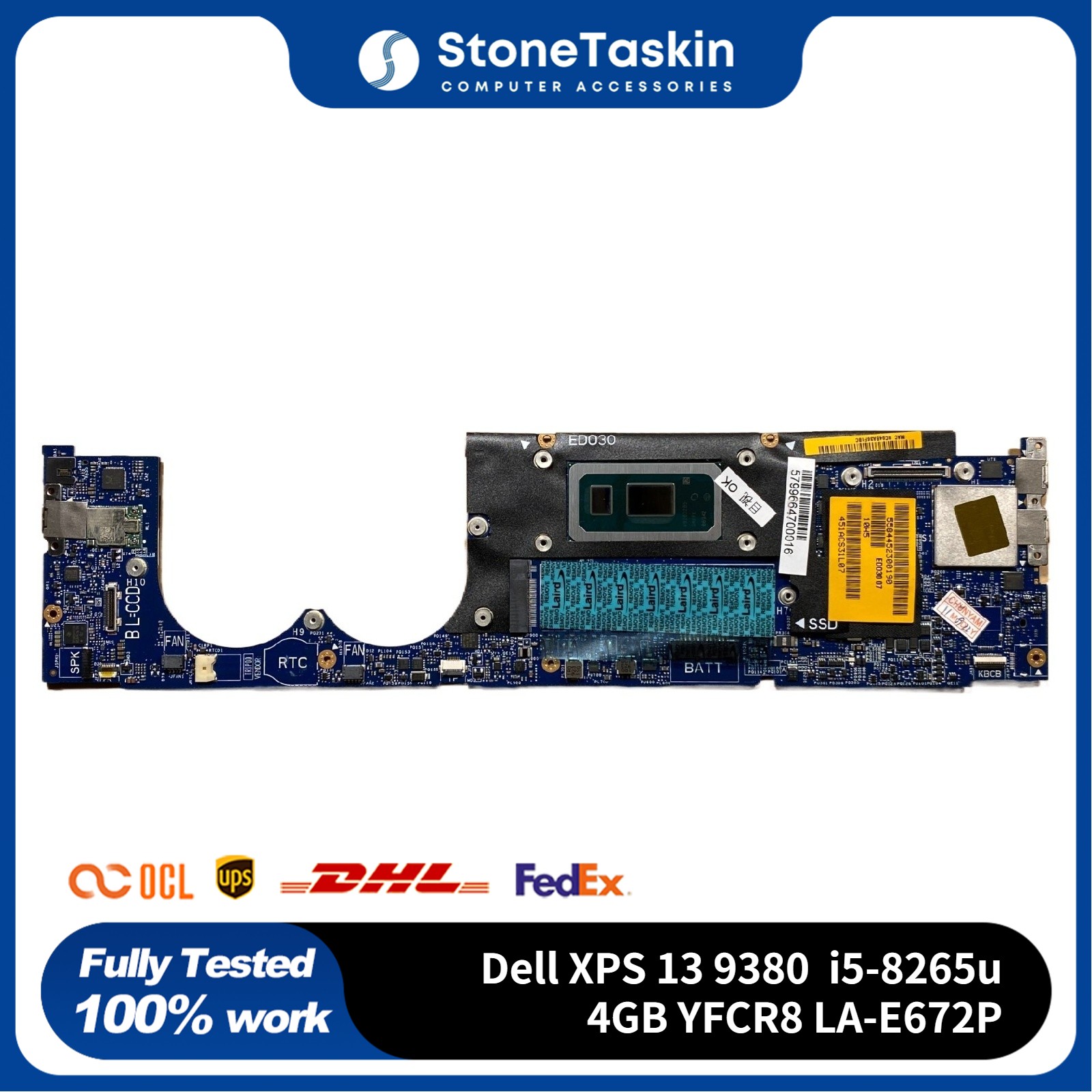 For Dell XPS 13 9380 Motherboard Intel i5-8265u 4GB YFCR8 LA-E672P