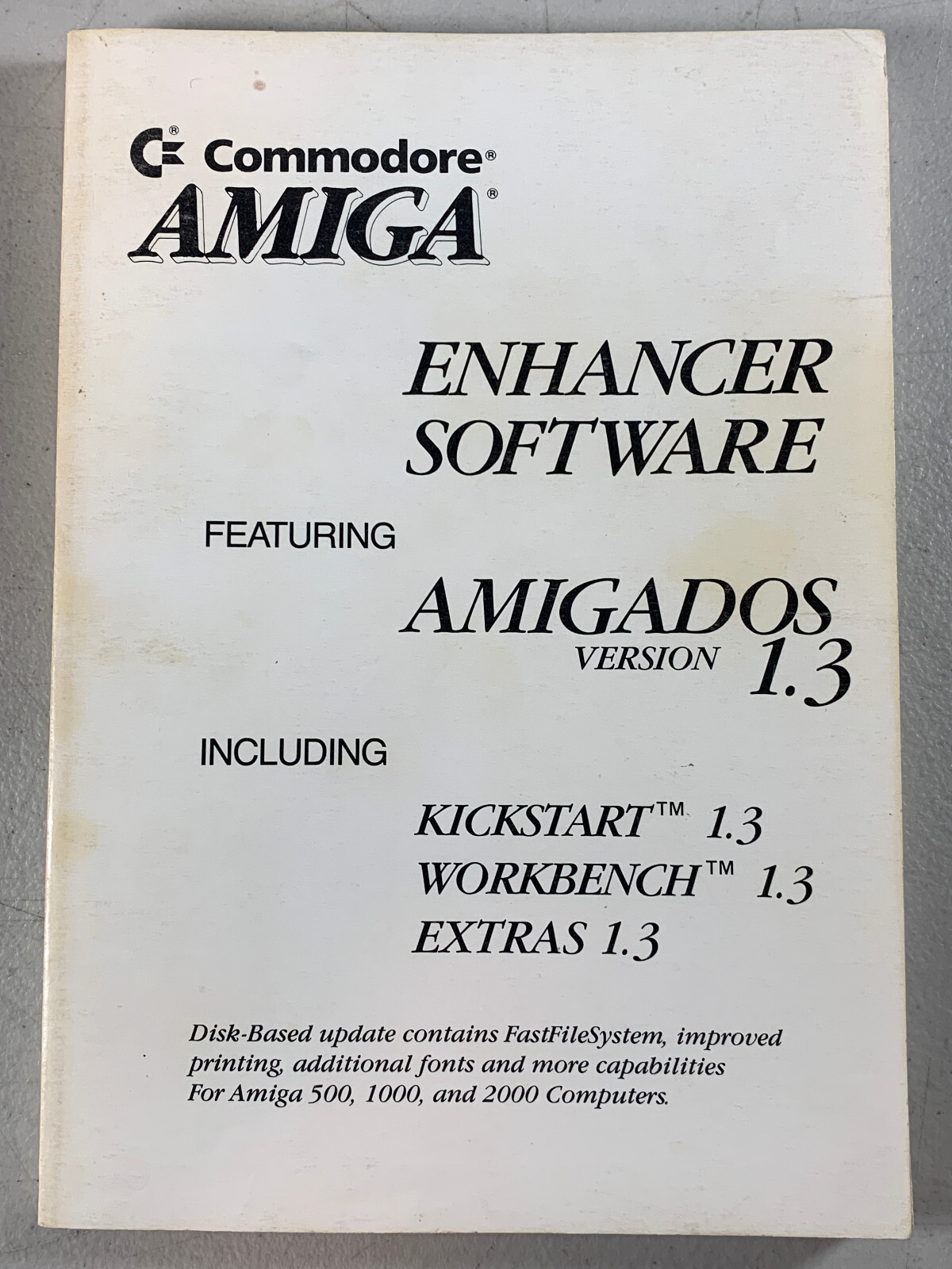 Vintage 1988 MANUAL ONLY for Commodore Amiga Enhancer Software AmigaDOS 1.3