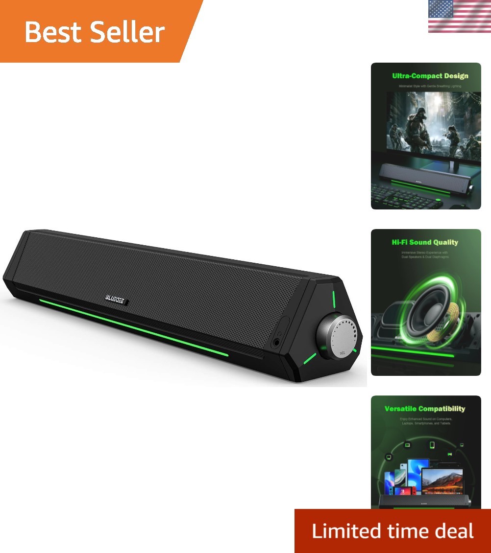 Computer Speakers for Desktop PC, Bluetooth AUX Computer Sound Bar