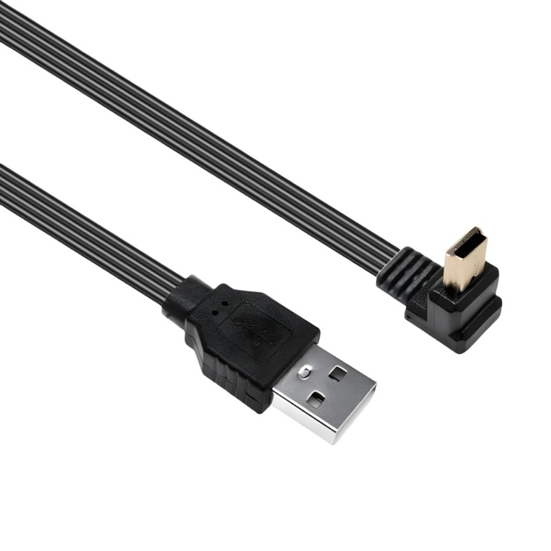 90 Degree Right Angle USB 2.0 To Mini USB Data Cable For Smartphones And Tablets