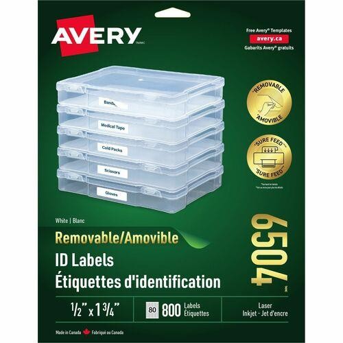 Avery Removable ID Labelsfor Laser and Inkjet Printers, 1-3/ 06504