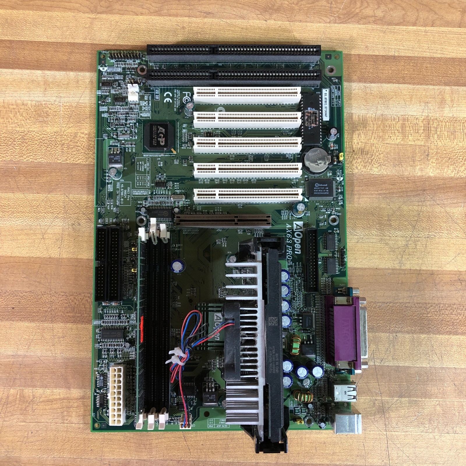 Vintage Aopen AX63-Pro Motherboard w/ Pentium lll 500MHz w/RAM AGP/PCI/ISA Slots